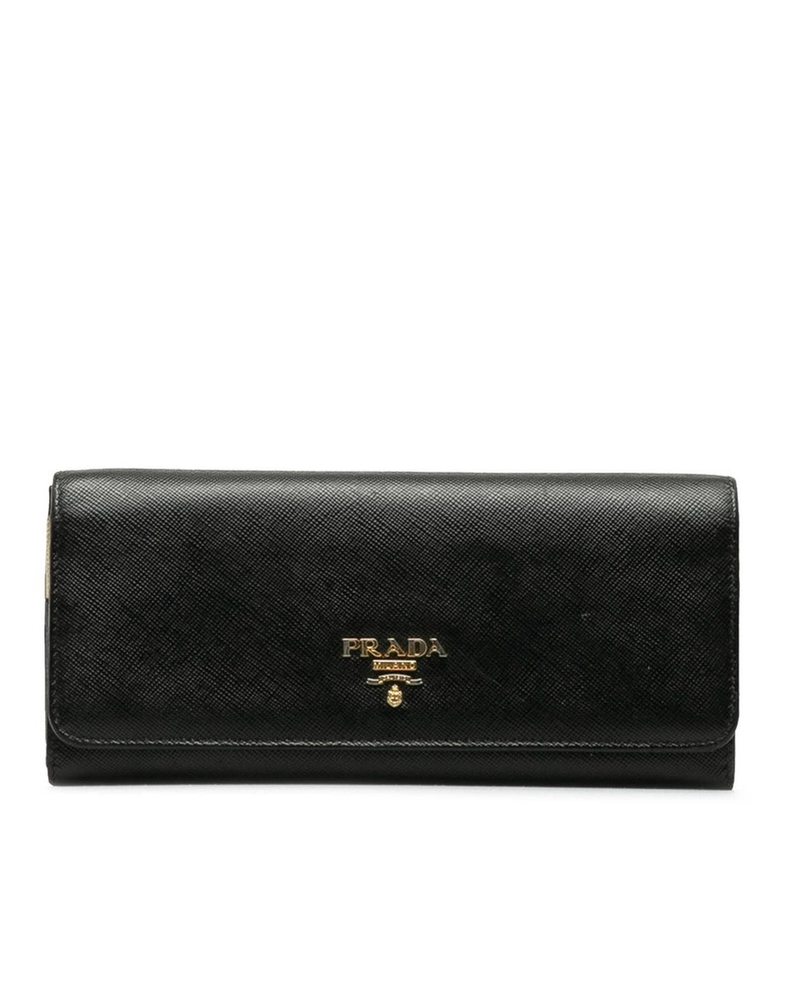 image of Prada Classic Black Flap Wallet - Continental Style, Women's