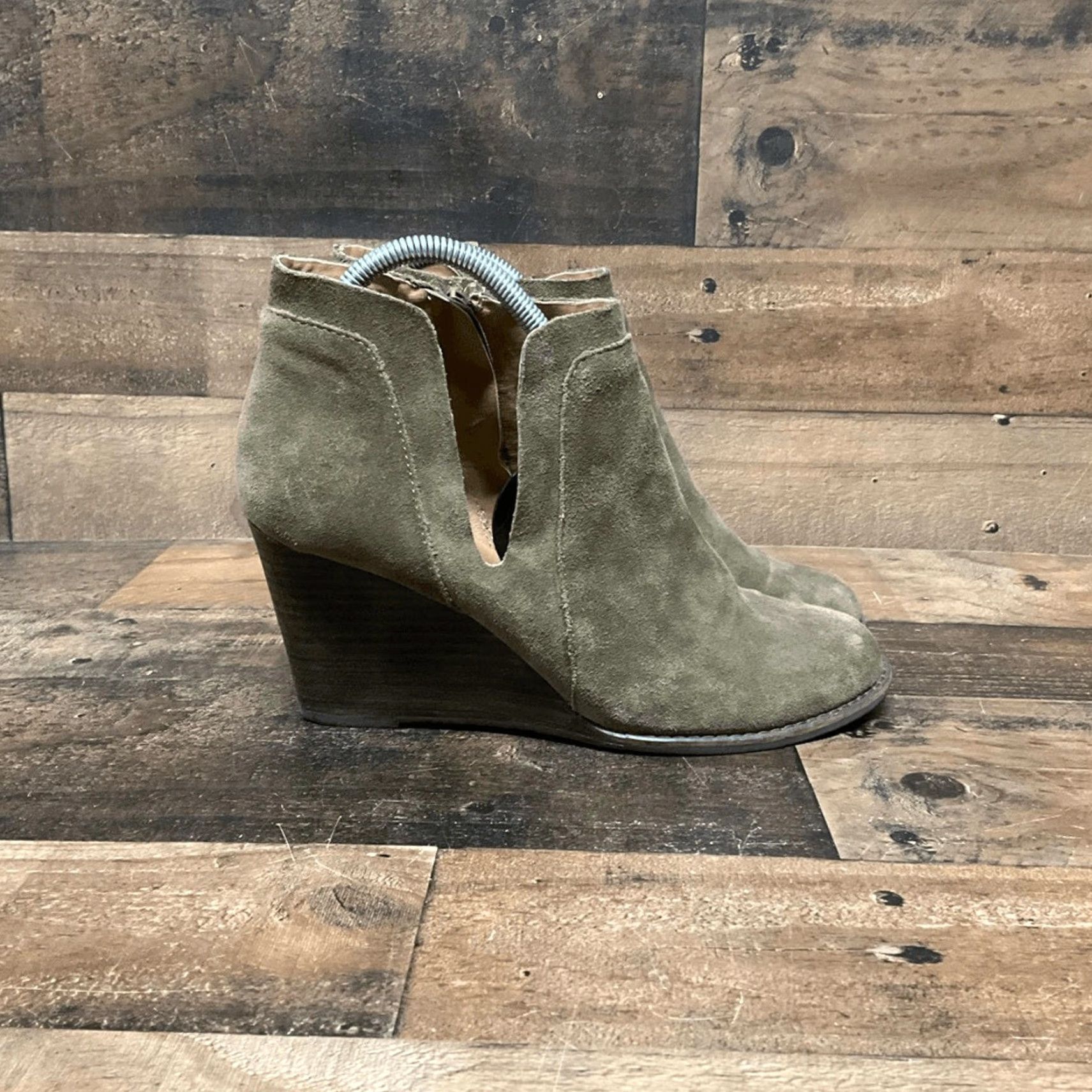 Lucky Brand Lucky Brand Womens Size 9M Suede Zip Wedge Ankle Bootie Boots Green Fashion Shoes Women Size US 9 / IT 39 - 2 Thumbnail