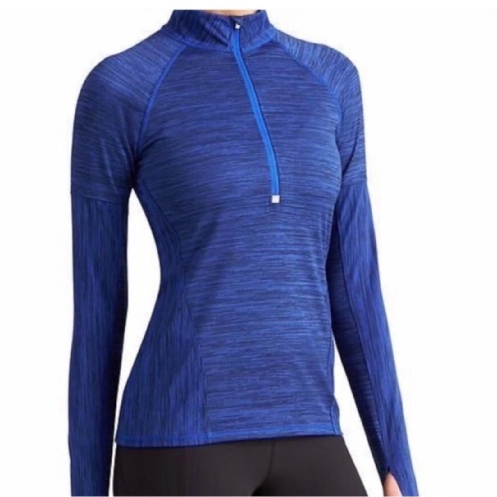 Athleta Athleta Blue Space Dye Quarter Zip Long Sleeve Running Top S Size S / US 4 / IT 40 - 1 Thumbnail