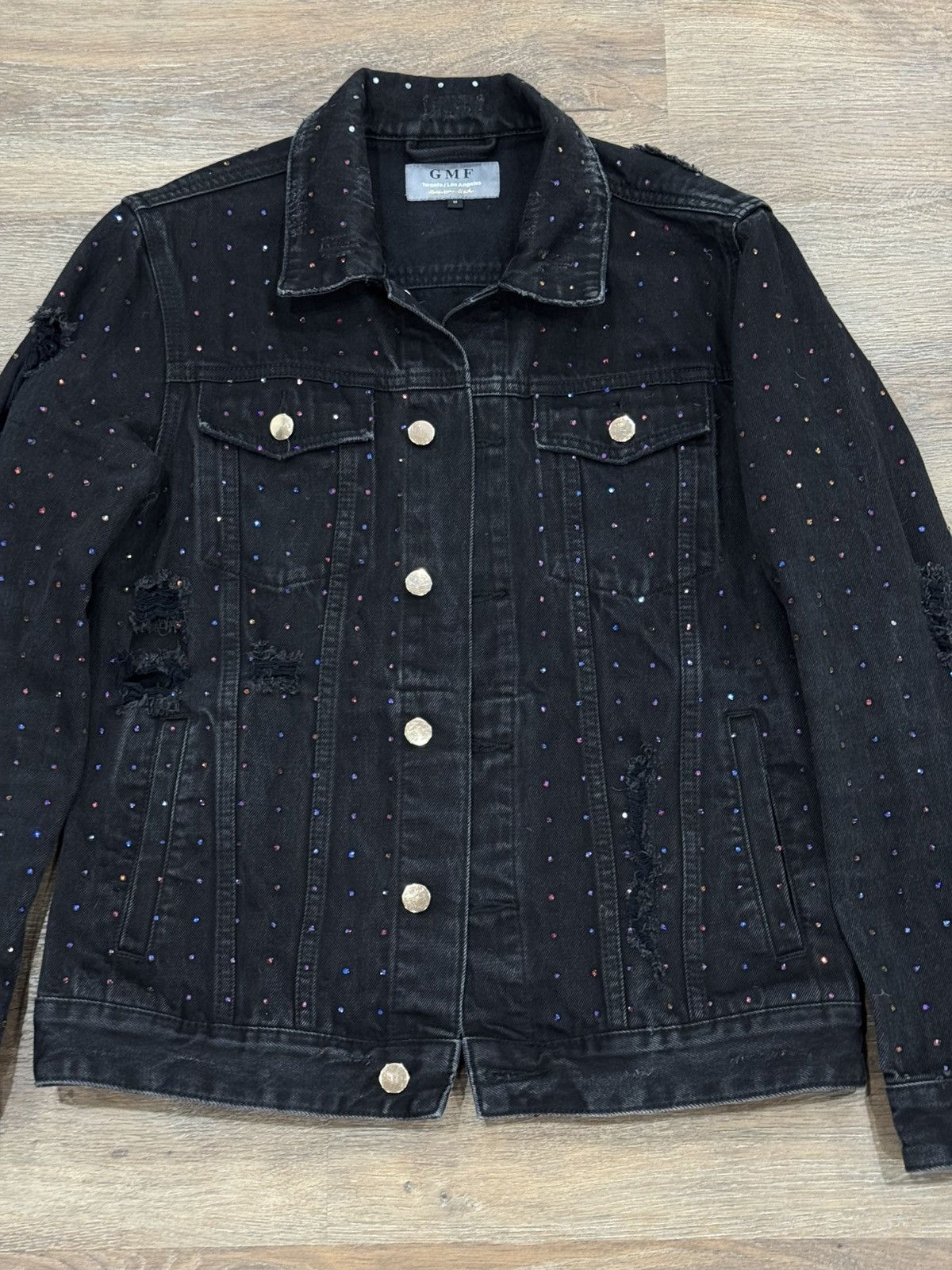 Other GMF Rhinestone Denim Jacket Distressed Crystal Trucker Size US M / EU 48-50 / 2 - 2 Thumbnail