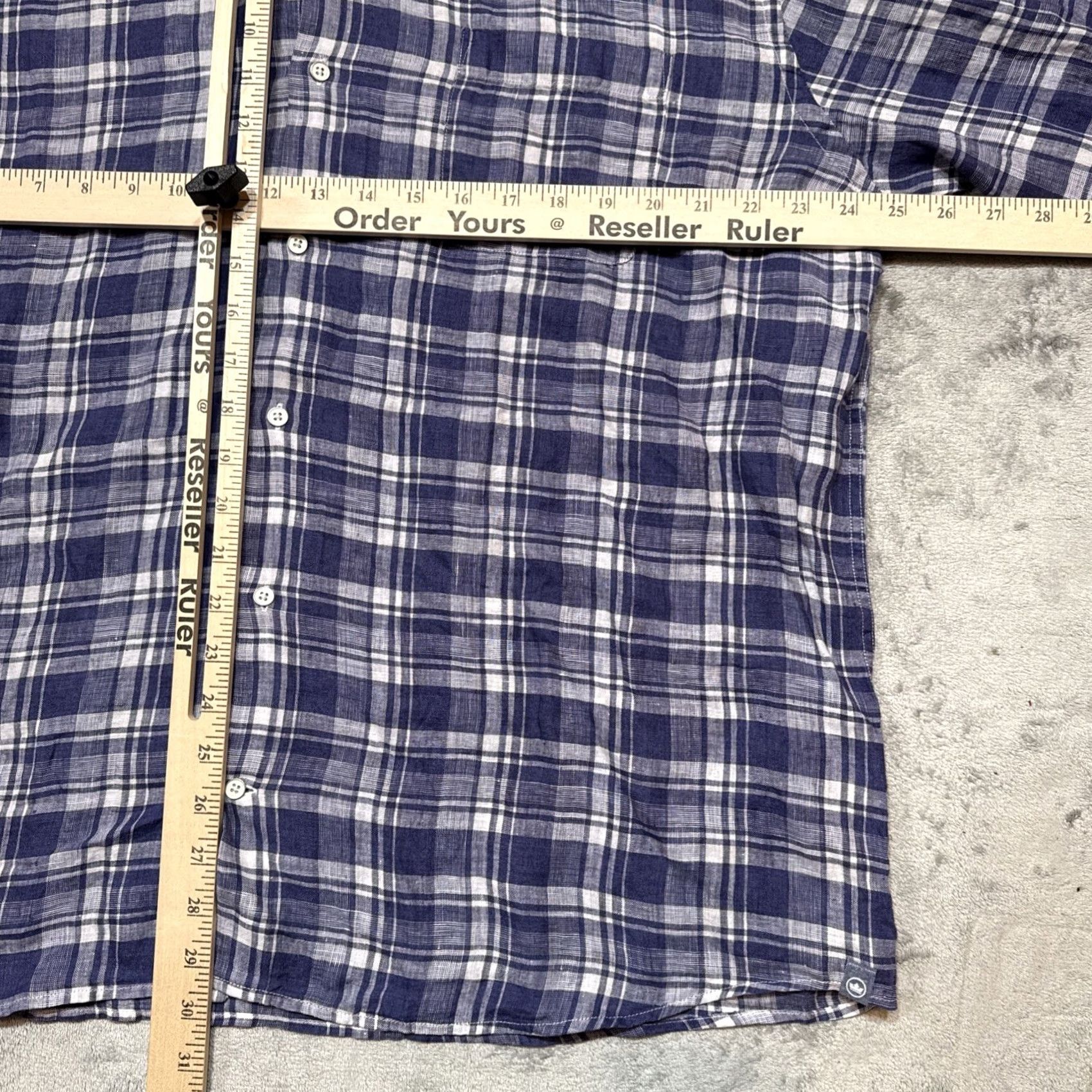 Peter Millar Peter Millar Shirt Mens XL Blue Linen Beach Bluff Button-Up Plaid NWT Crown Sport Casual Knit Pocketed Collared Long Sleeve Size US XL / EU 56 / 4 - 5 Thumbnail