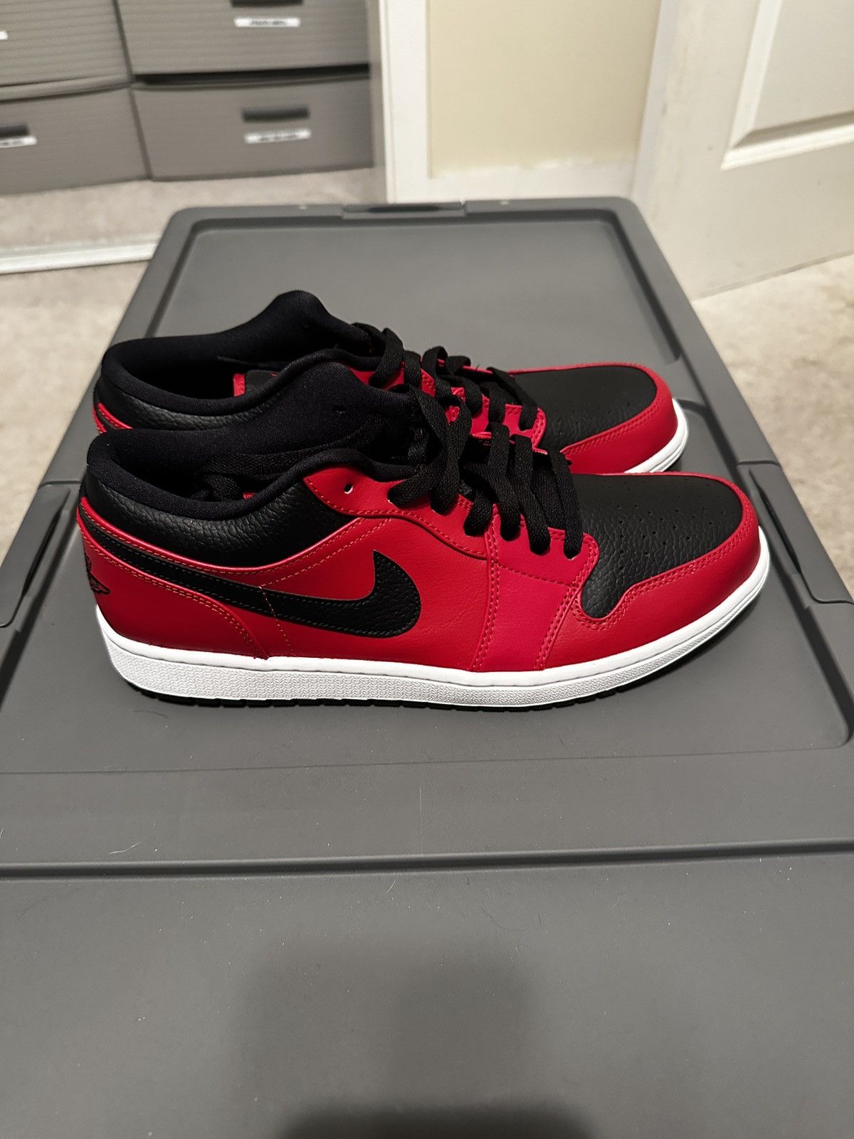 Jordan Brand × Nike Jordan 1 Low Reverse Bred Pebbled Swoosh Size US 11.5 / EU 44-45 - 1 Thumbnail