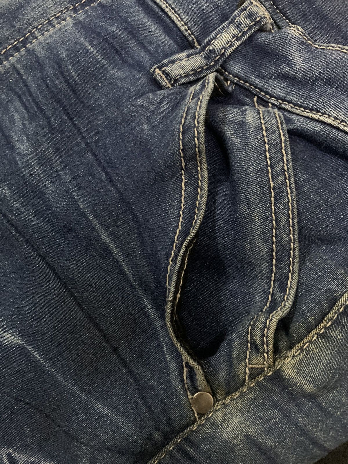 semanticdesign Semantic Design Blue Washed Stretch Slim Taper Punk Jeans Size US 33 - 5 Thumbnail