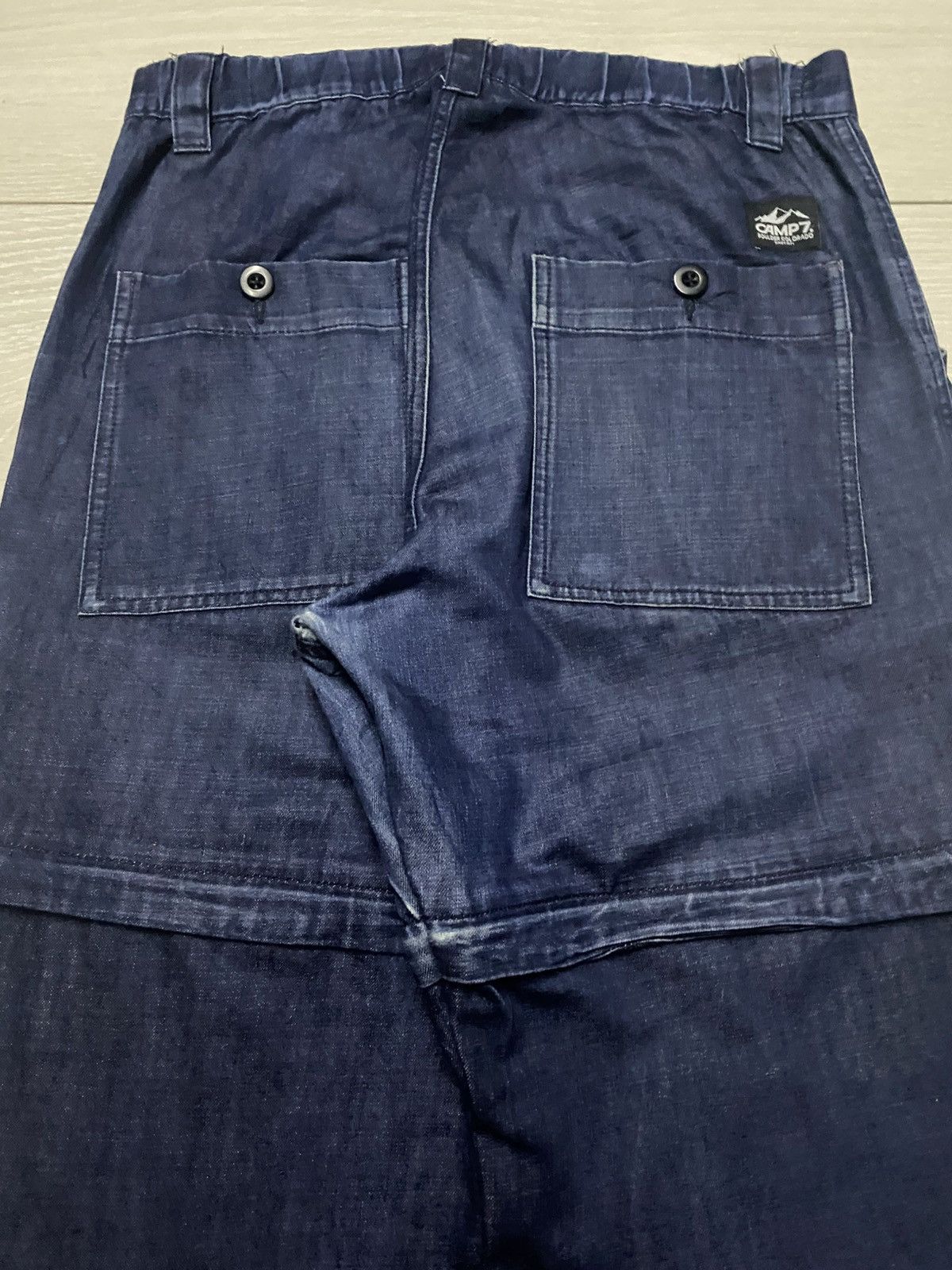 Japanese Brand Blue Multi Layer Panel Cargo Pants Wide Leg Distressed Size US 30 / EU 46 - 4 Thumbnail