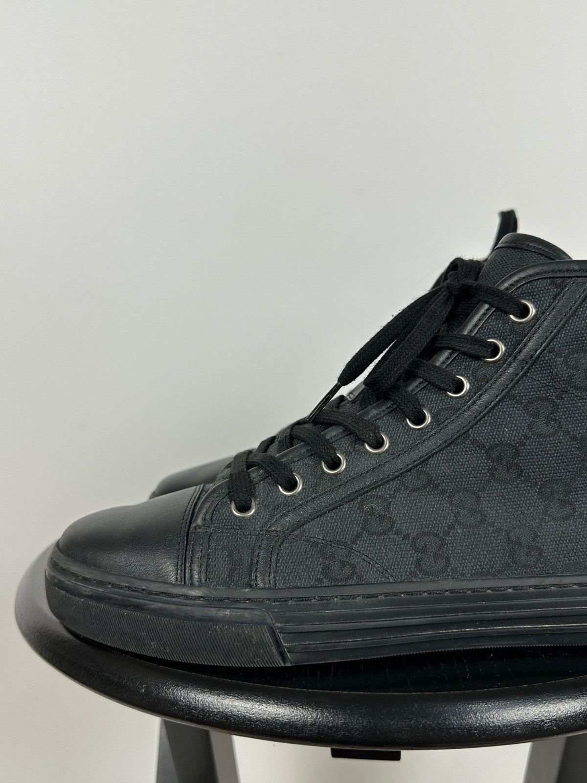 Gucci Gucci 426188 GG Leather/Canvas Monogram High Top Sneaker Size US 5.5 / EU 38 - 16 Thumbnail