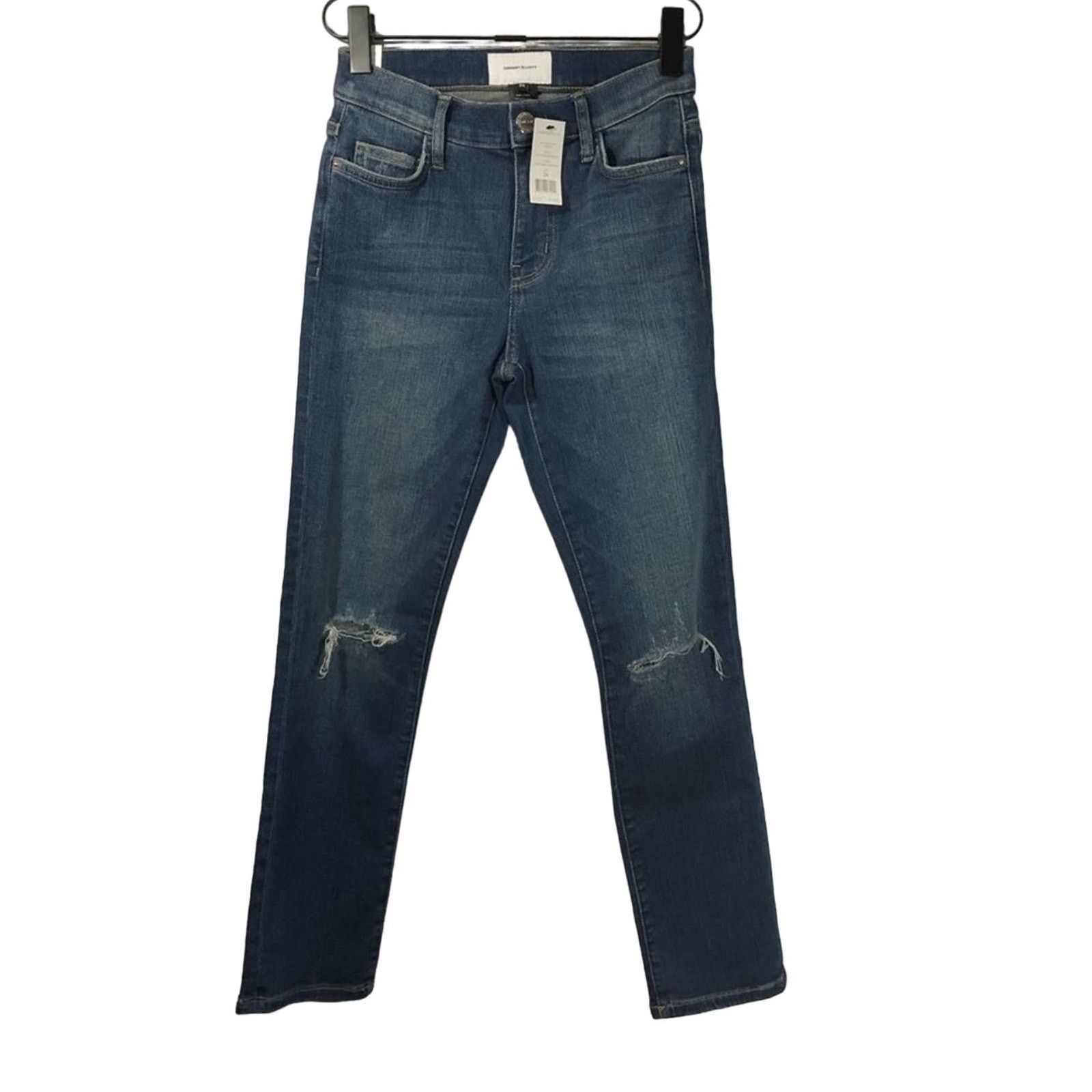 Current/Elliot Current/Elliott High Rise Straight Leg Ripped Ankle Jeans 24 Size 24" / US 00 / IT 34 - 2 Thumbnail