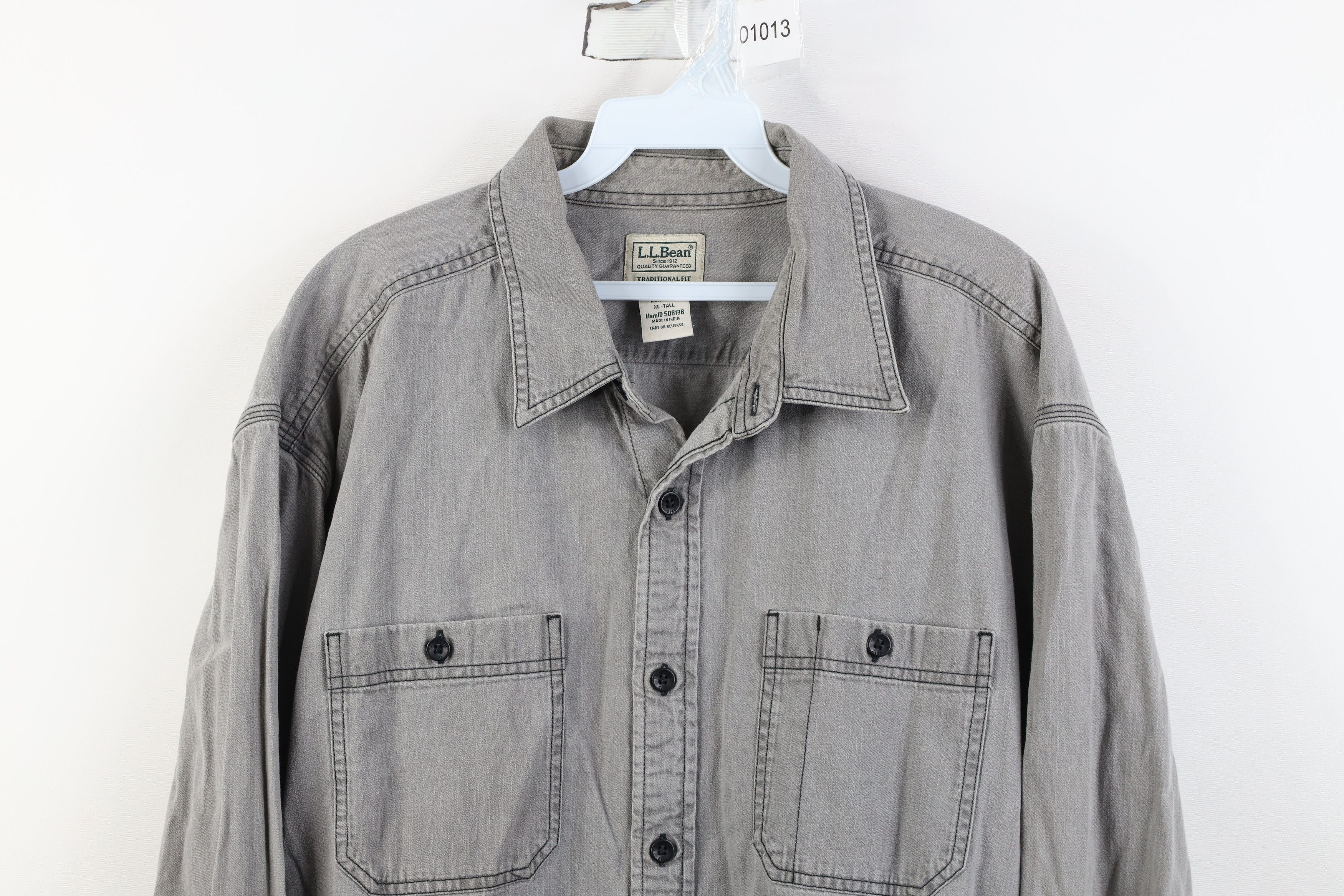 L.L. Bean Vintage LL Bean Stonewash Double Pocket Button Shirt Gray Size US XL / EU 56 / 4 - 2 Thumbnail