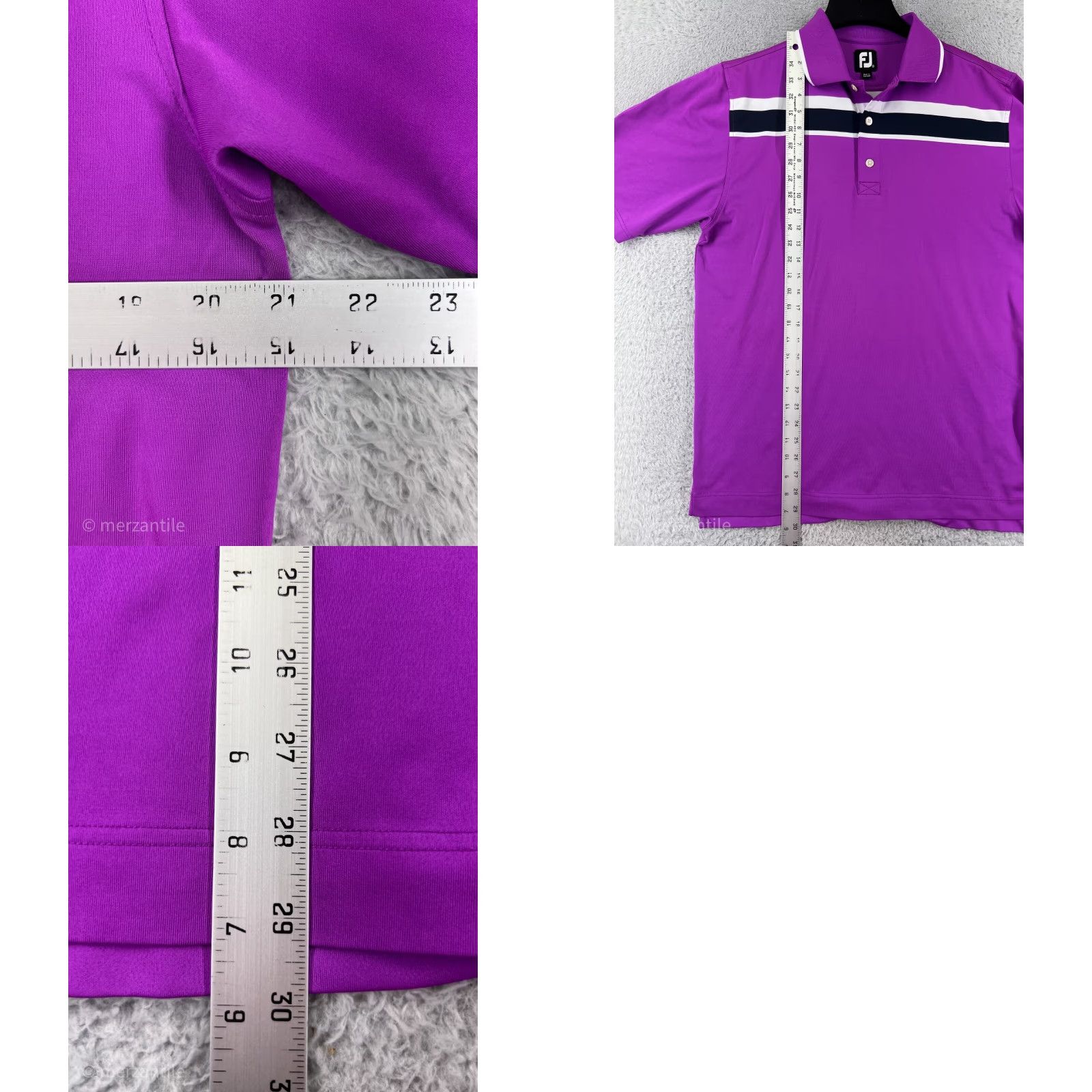 Footjoy FootJoy Polo Shirt Men Medium Purple Stripe Short Sleeve Golf Polo Lightweight Shirt Mens Purple Stripe FootJoy Size US M / EU 48-50 / 2 - 9 Thumbnail