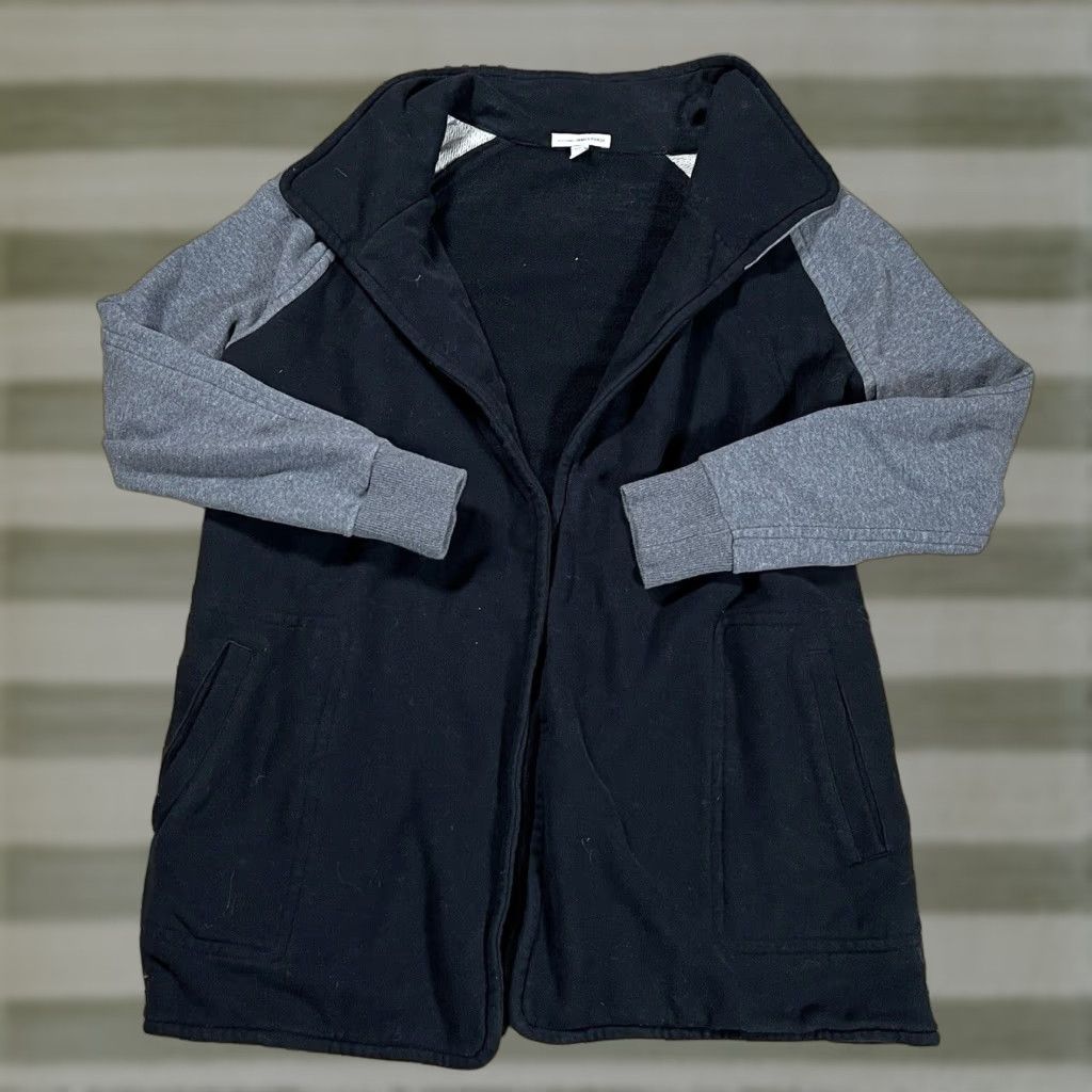 VINTAGE James Perse Cardigan Sweater Women M Gray Open Front Pockets