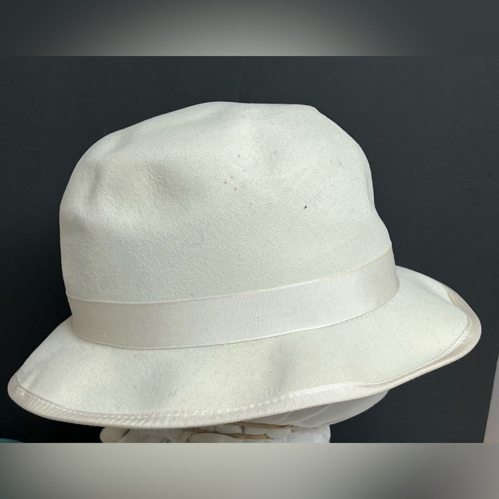 Vintage Derby Hat White 100% Wool Park Royal Supreme Made USA RARE Size ONE SIZE - 3 Thumbnail