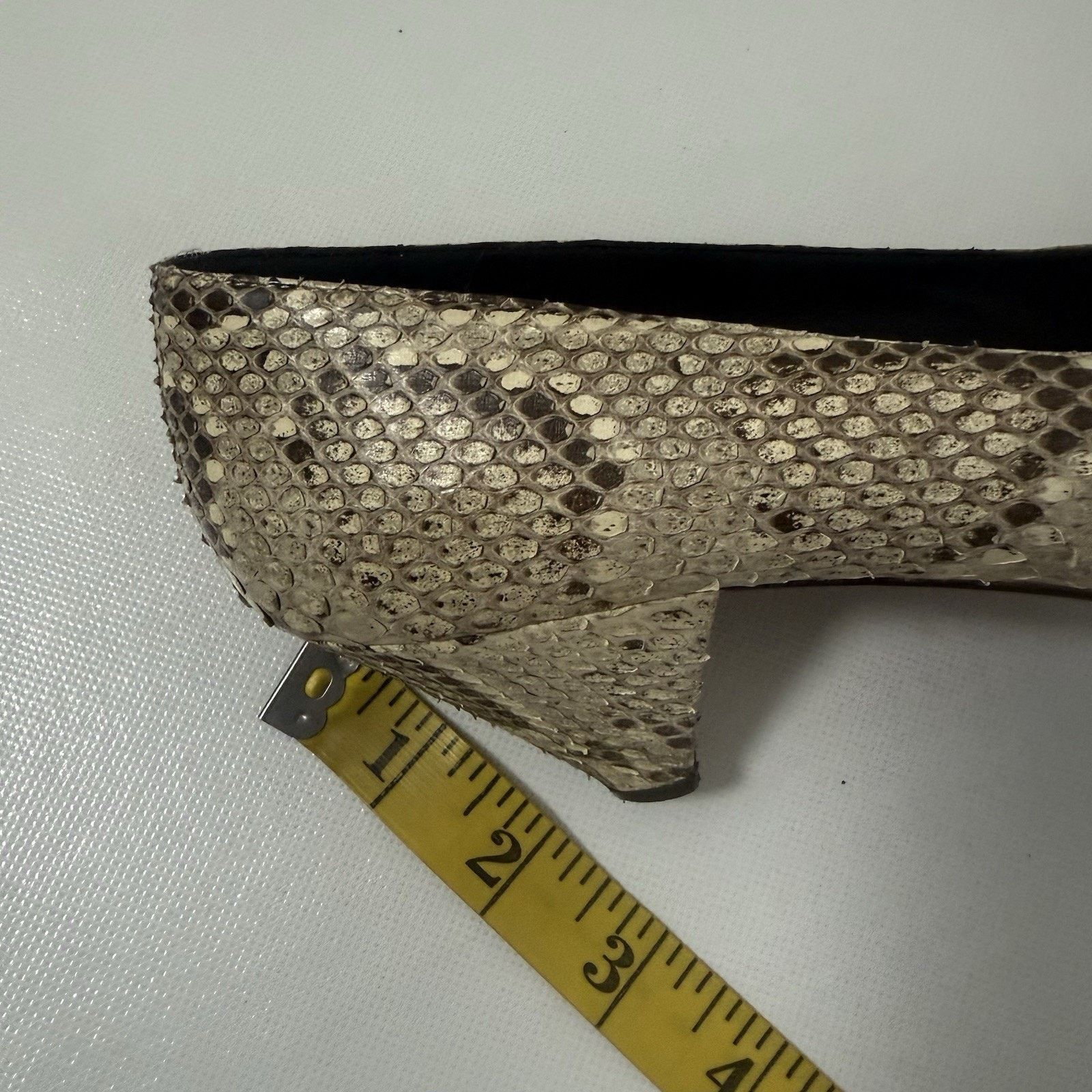 Other Gianmarco Lorenzi Python Leather Heels Italy Beige Black Size US 8.5 / IT 38.5 - 7 Thumbnail