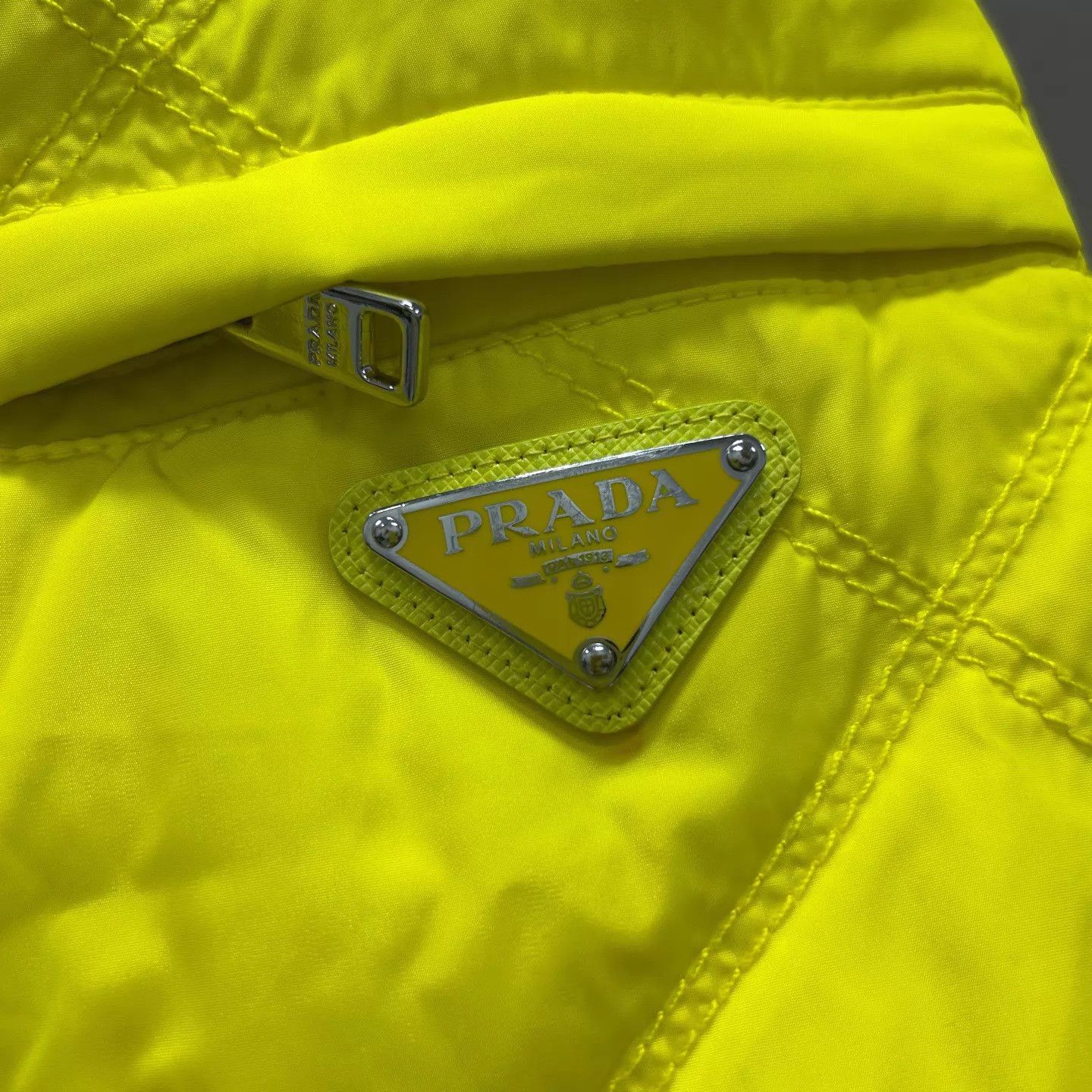 Prada PRADA 99 New Yellow Quilted Triangle Logo Puffer 50 Size US M / EU 48-50 / 2 - 3 Thumbnail