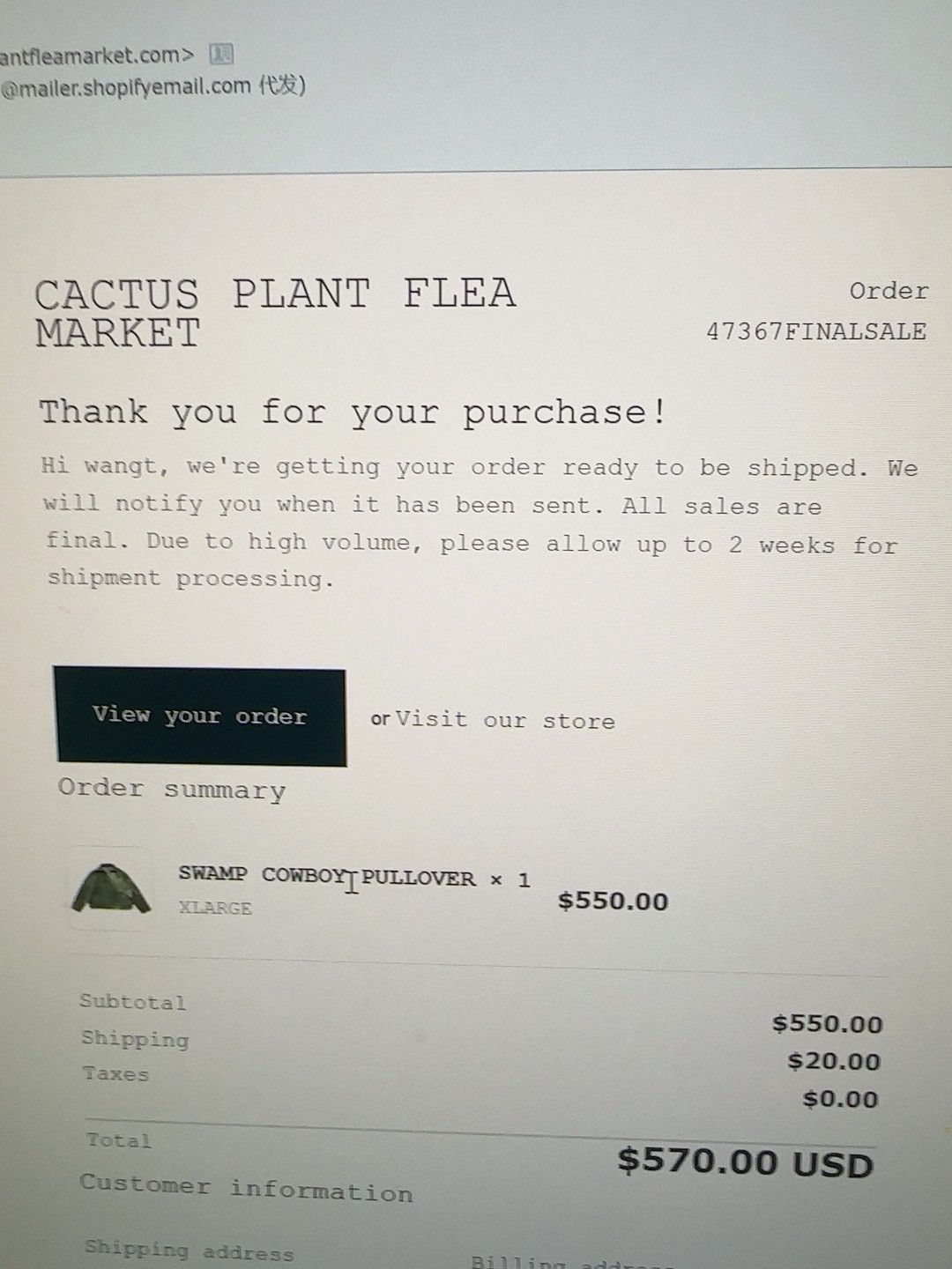 Cactus Plant Flea Market cpfm Cactus plant flea market swamp cowboy pullover Size US XL / EU 56 / 4 - 6 Thumbnail
