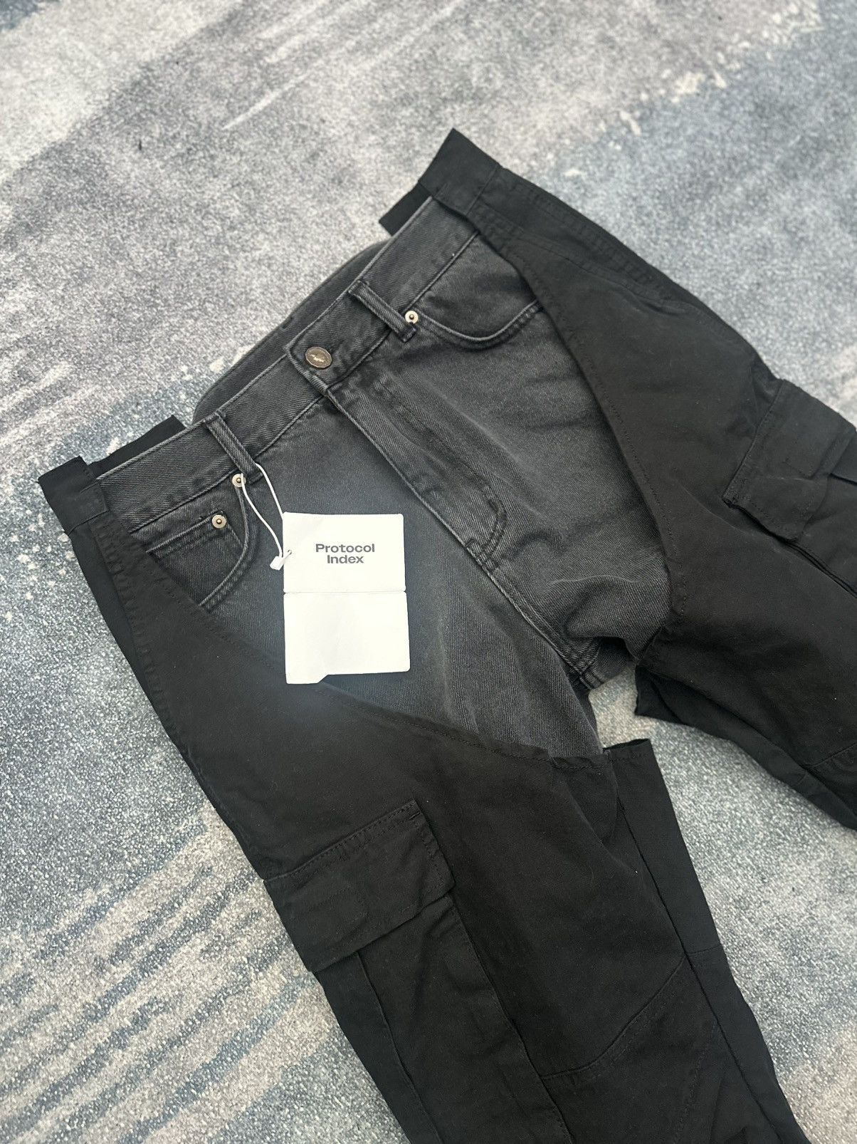 PROJECT G/R PROTOCOL INDEX Biker Cargo Denim Pants - Black Size US 32 / EU 48 - 2 Thumbnail