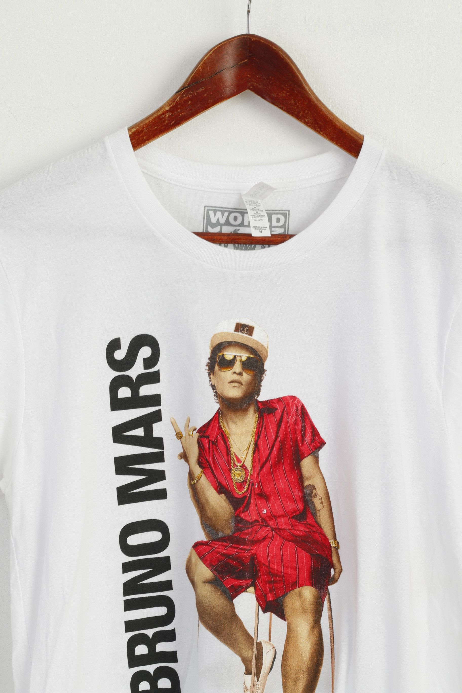 Band Tees Canvas Men M Shirt White Cotton Bruno Mars World 8854 Size US M / EU 48-50 / 2 - 2 Thumbnail