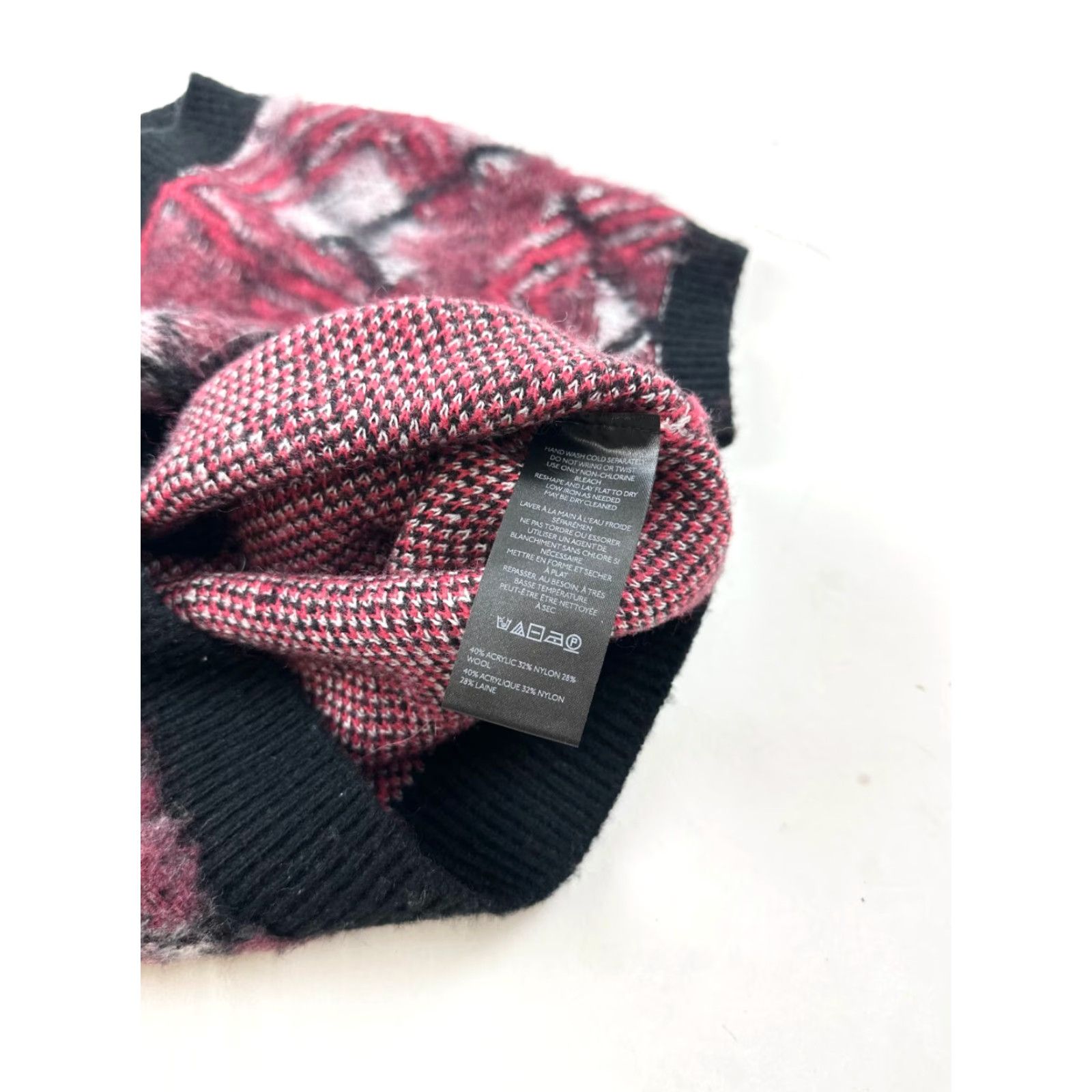 Vintage Pilcro Sweater Womens Small Pink Black Acrylic Short Sleeve Lattice Bethesda Row Size S / US 4 / IT 40 - 5 Thumbnail