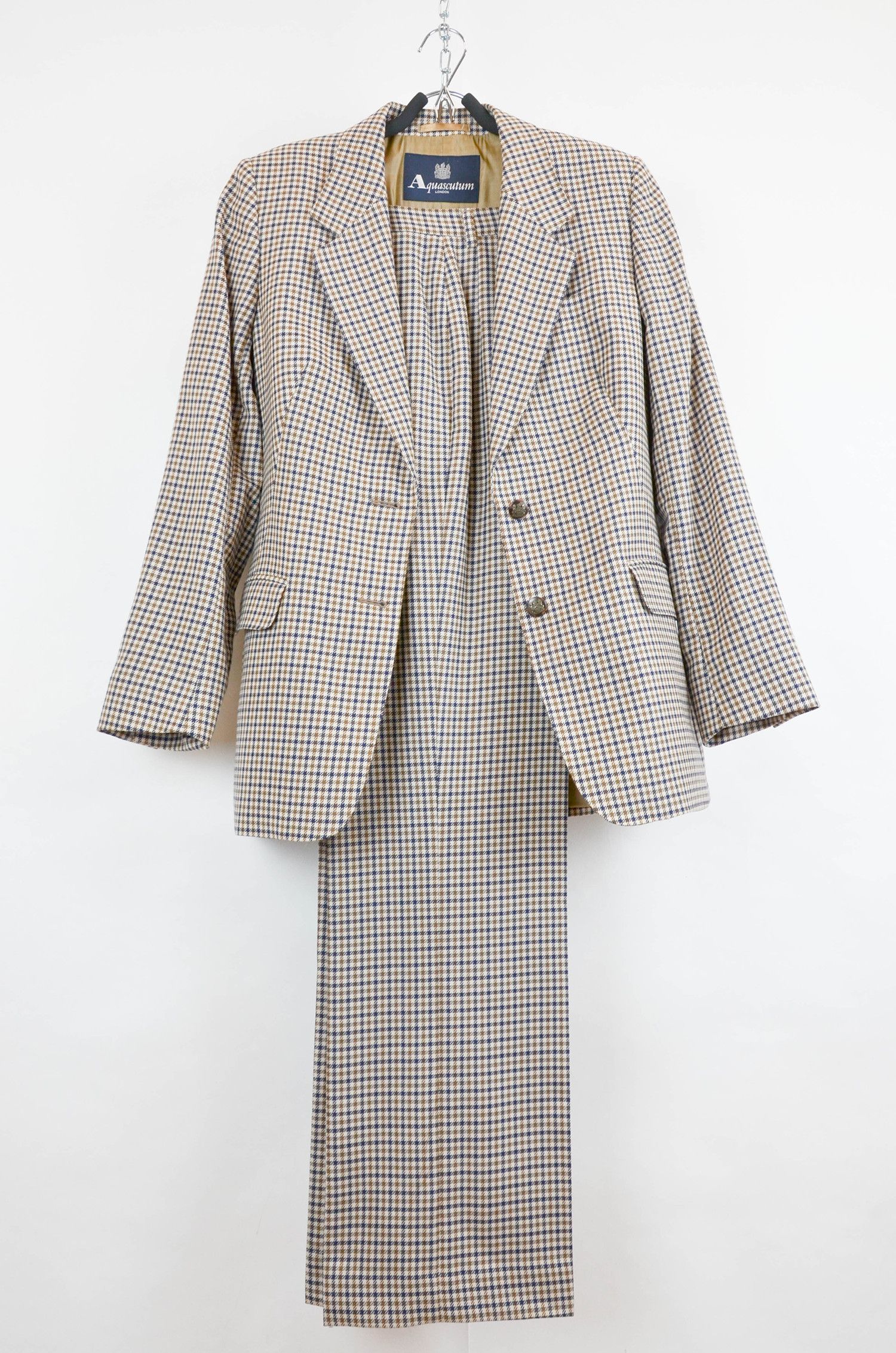 Aquascutum AQUASCUTUM Plaid Beige Wool Two-Button Suit - US8 Size M / US 6-8 / IT 42-44 - 1 Thumbnail