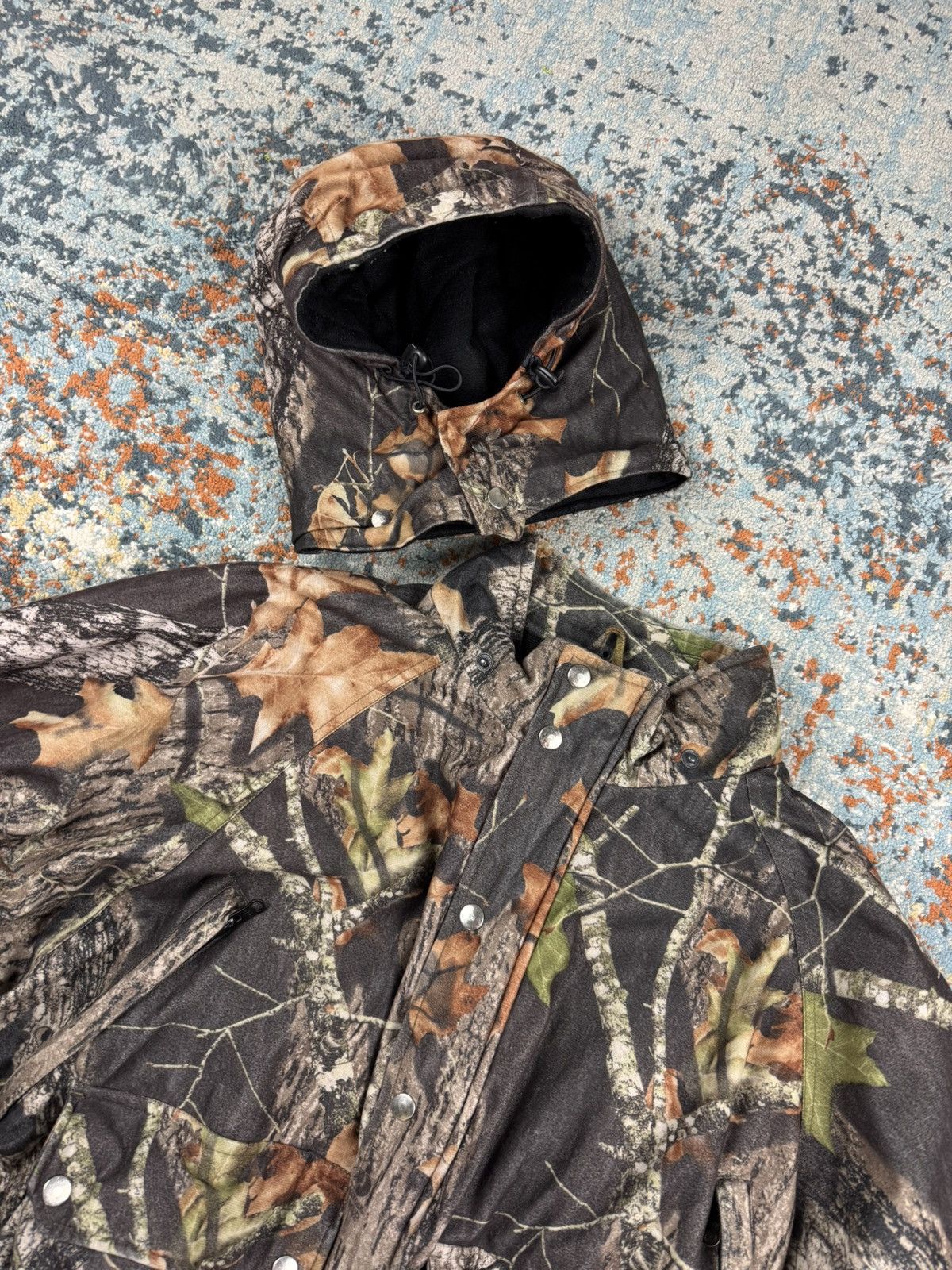 Mossy Oaks × Realtree × Vintage Vintage 90s Mossy Oak print boxy cargo booded hunting jacket Size US L / EU 52-54 / 3 - 12 Thumbnail