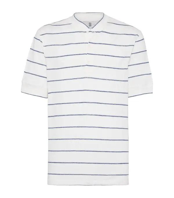 Brunello Cucinelli o1y0526 Crewneck T-Shirt in White/Blue Size US L / EU 52-54 / 3 - 1 Thumbnail