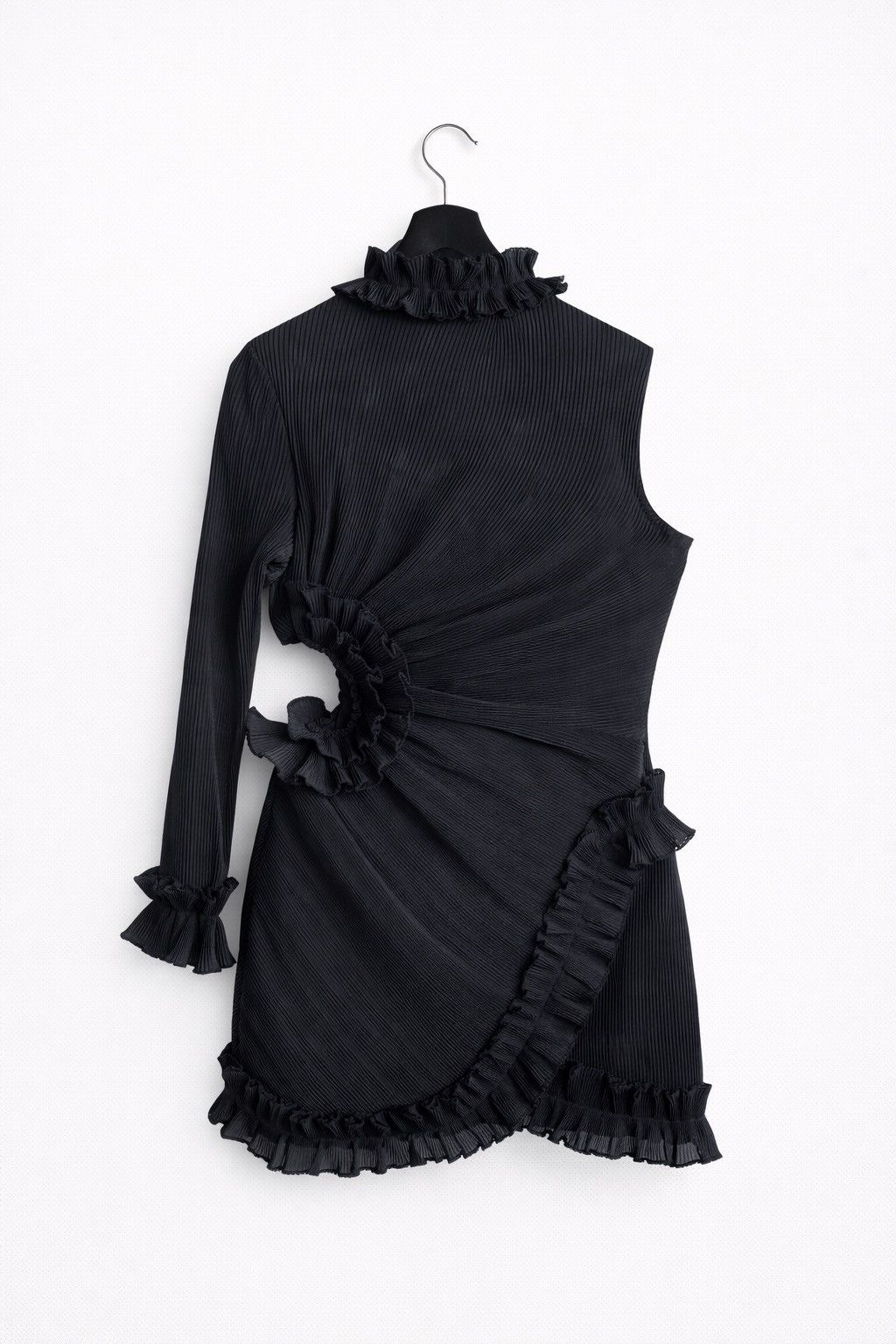 Zimmermann Black Pleated Ruffle Mini Dress Designer Evening Dress Size M / US 6-8 / IT 42-44 - 4 Thumbnail