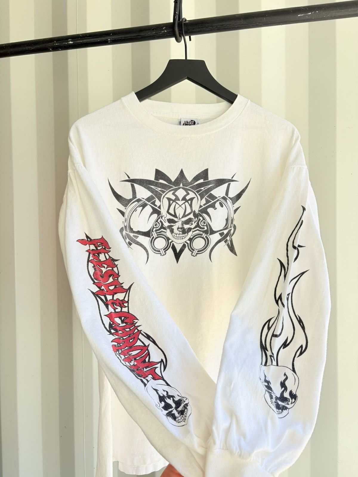 Band Tees Flesh & Chrome Choppers Faded Thrashed Distressed Shirt Band Size US XL / EU 56 / 4 - 1 Thumbnail