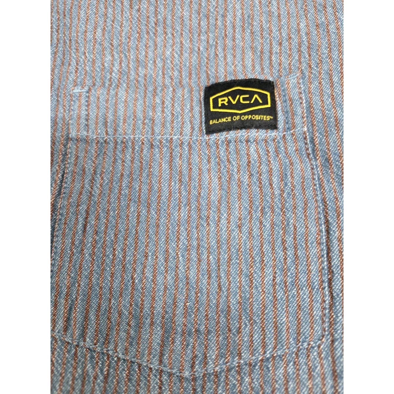 RVCA VINTAGE RVCA Mens Long Sleeve Striped Shirt XL Chest 46 Grey/Red Button-Up Collared Pocket Size US XL / EU 56 / 4 - 4 Thumbnail