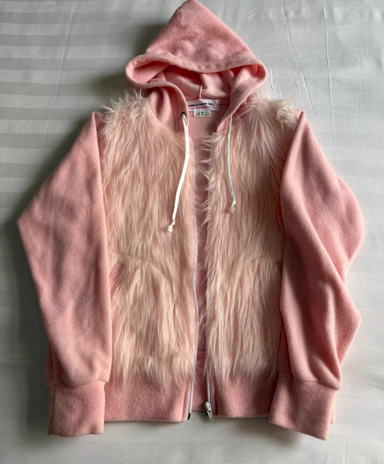Comme des Garcons CDG Girl Pink Fur Panel Hoodie Jacket Women's Size M / US 6-8 / IT 42-44 - 6 Thumbnail