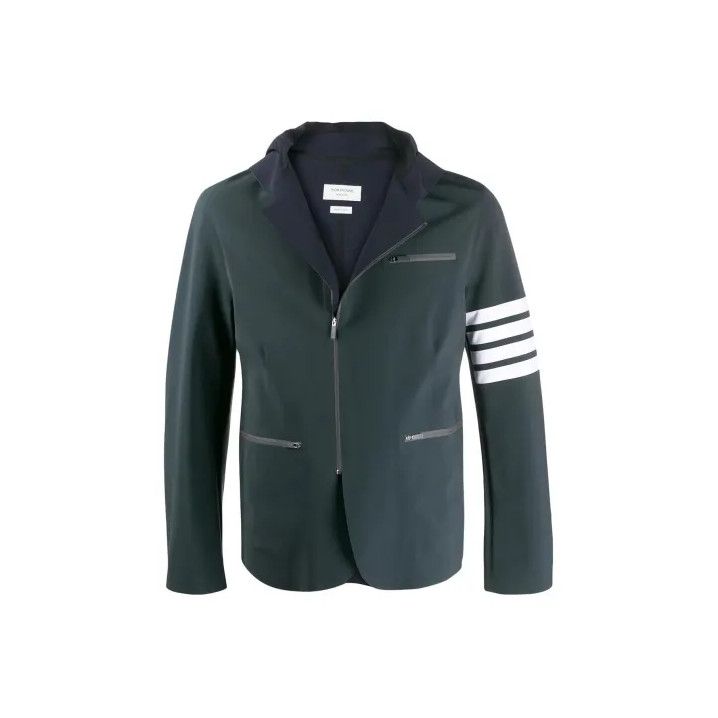 Thom Browne Thom Browne Striped Zipper Hooded Jacket for Men Size US S / EU 44-46 / 1 - 1 Thumbnail