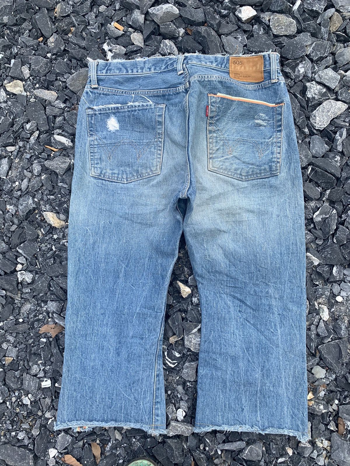 Kapital EDWIN 505s SELVEDGE RUSTY DISTRESSED SHORT DENIM Size US 32 / EU 48 - 2 Thumbnail