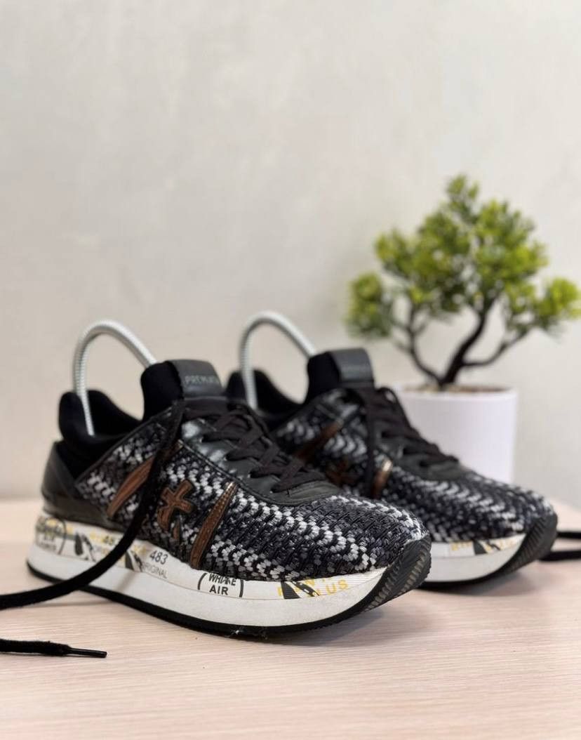 Low Top Leather Sneakers Shoes Premiata Mase in Black, Women's (Size 7)