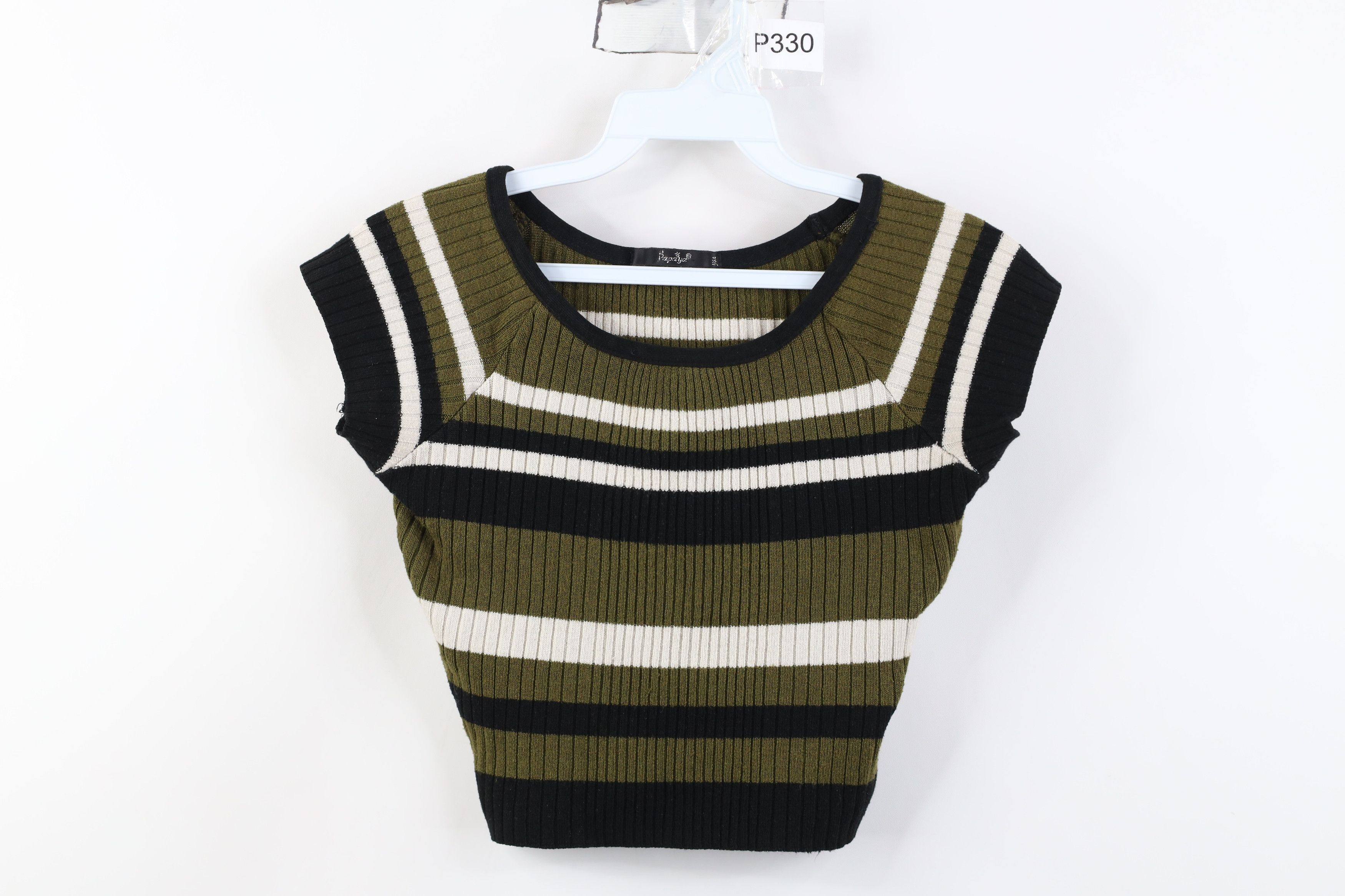 Vintage Vintage 90s Y2K Babydoll Ribbed Knit Cropped Shirt Top USA Size M / US 6-8 / IT 42-44 - 1 Thumbnail