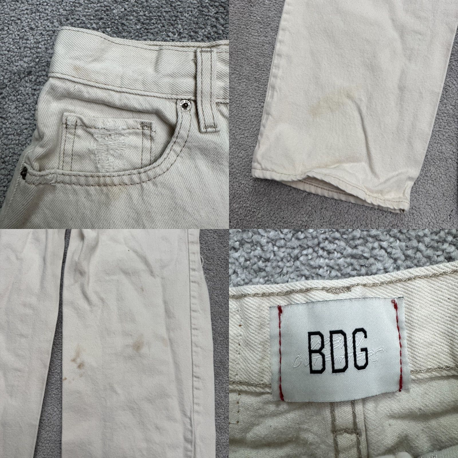 Urban Outfitters BDG Urban Outfitters Jeans Baggy High Rise Denim Womens 26R Cream Beige Distressed 5-Pocket Regular Jeans Mens Womens Size 26" / US 2 / IT 38 - 8 Thumbnail