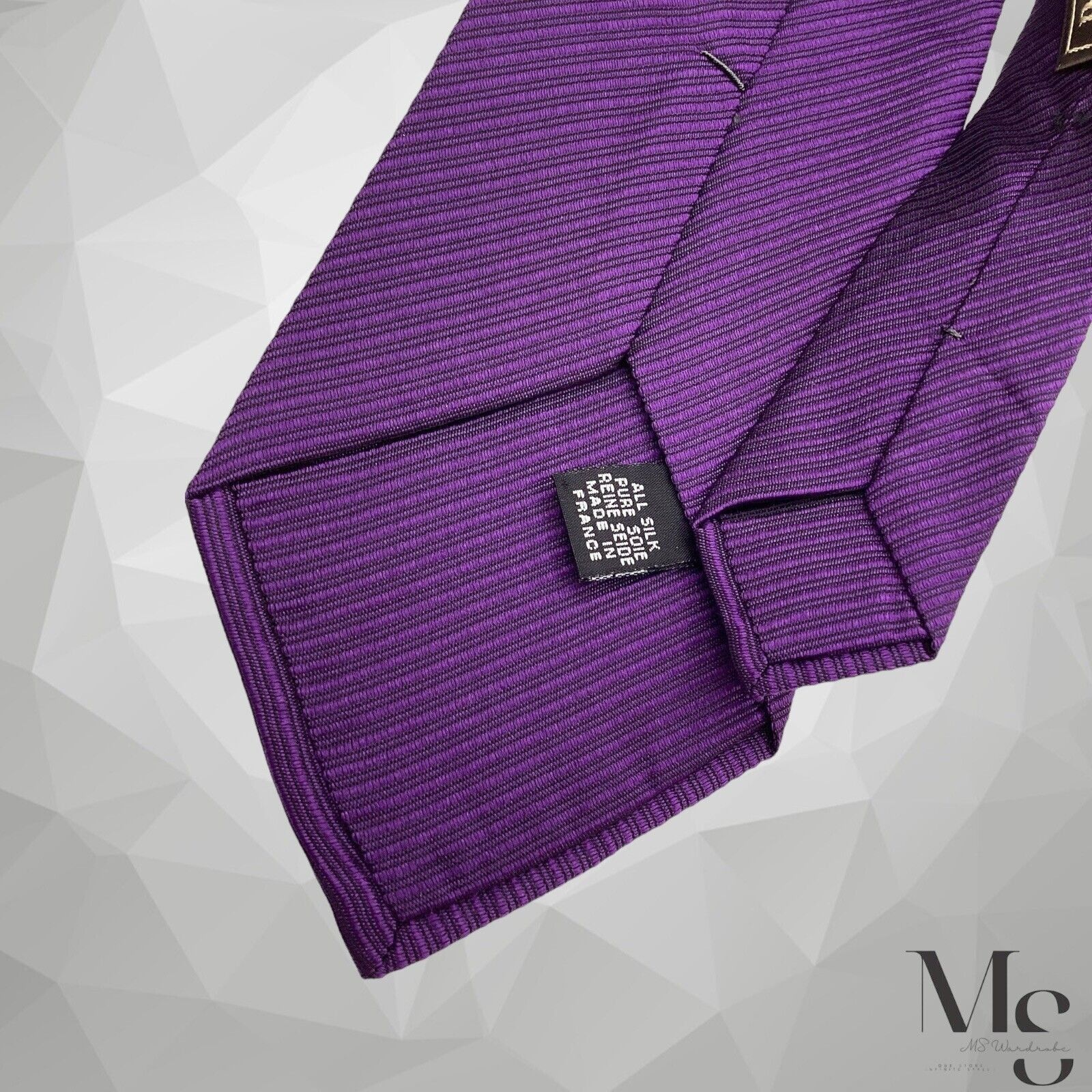 Paul Stuart PAUL STUART Purple Striped Silk Tie Made In France W: 3.5" E Size ONE SIZE - 5 Thumbnail