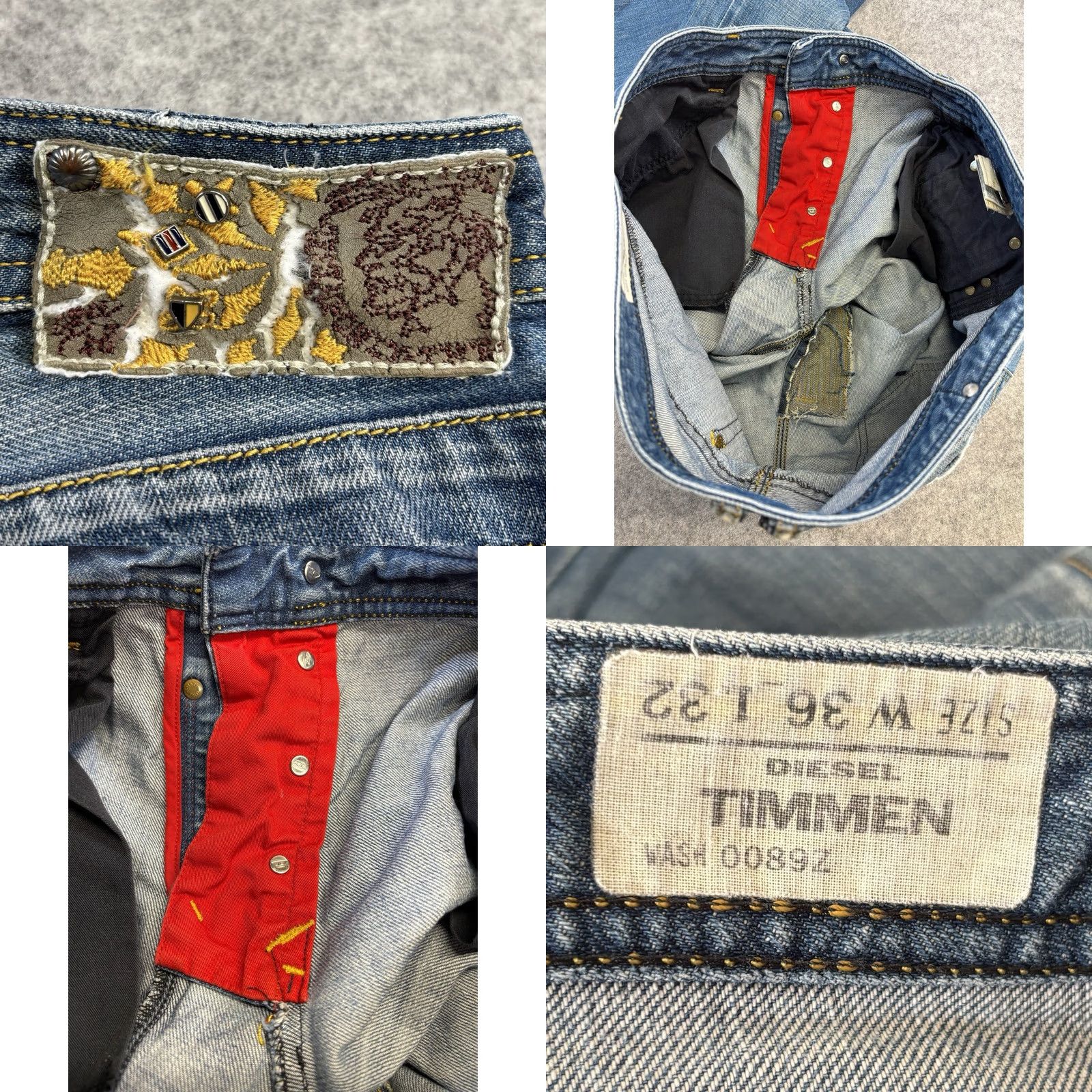 Diesel Diesel Timmen Jeans W36 L32 Men Blue Distressed Pant Wash 0089Z Vintage No Distressed Pattern Regular Denim 5-Pocket Design Mens Size US 36 / EU 52 - 9 Thumbnail