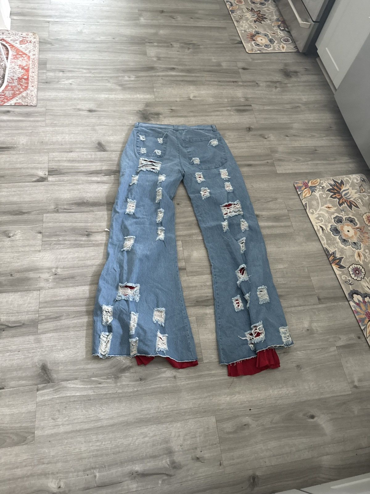 Japanese Brand Yori Tattered Red Thermal Denim Size US 38 / EU 54 - 2 Thumbnail