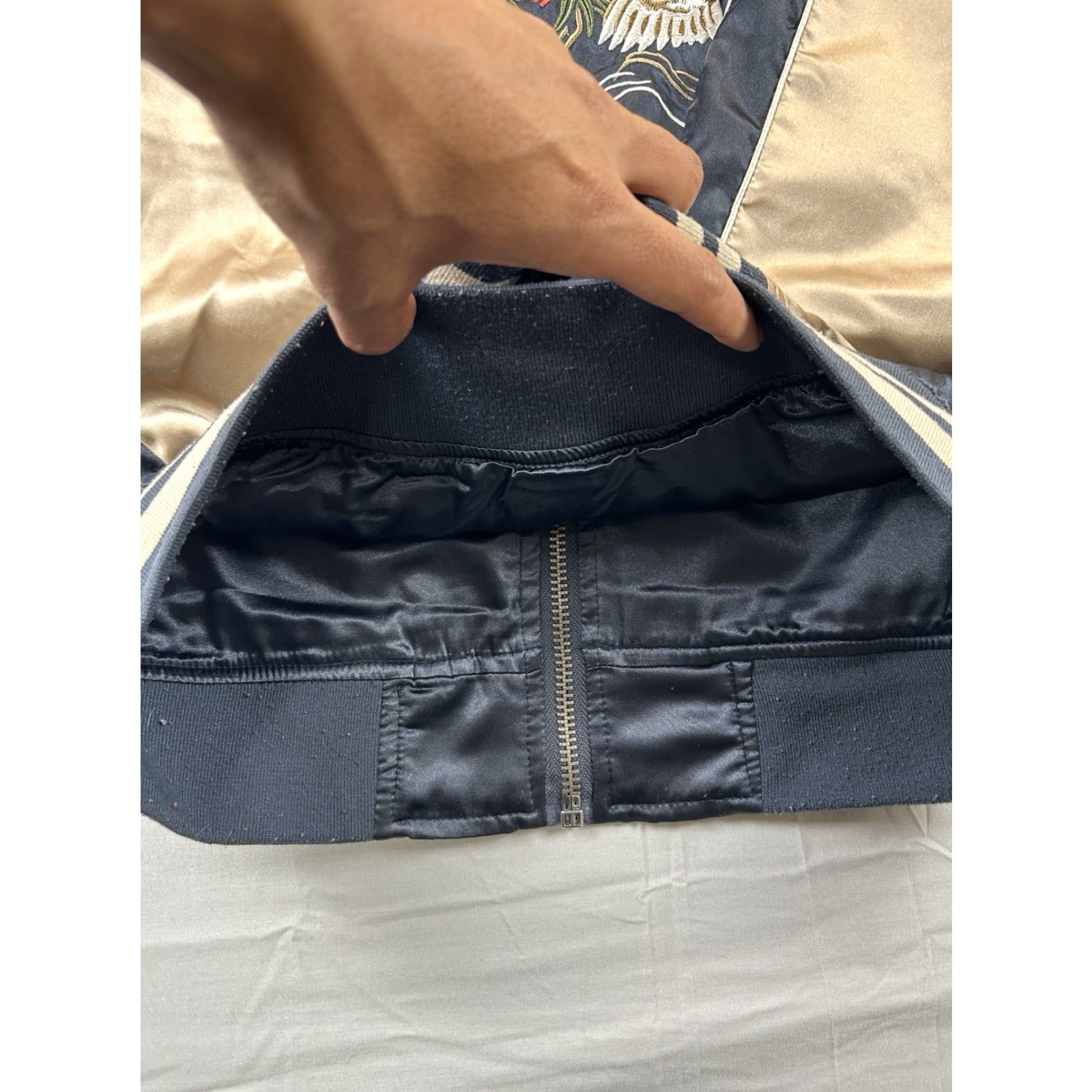 Pacsun Pacsun Bomber Jacket M Satin Full Zip Blue Souvenir Eagle Nylon Gold Varsity Metal Men Size US M / EU 48-50 / 2 - 5 Thumbnail