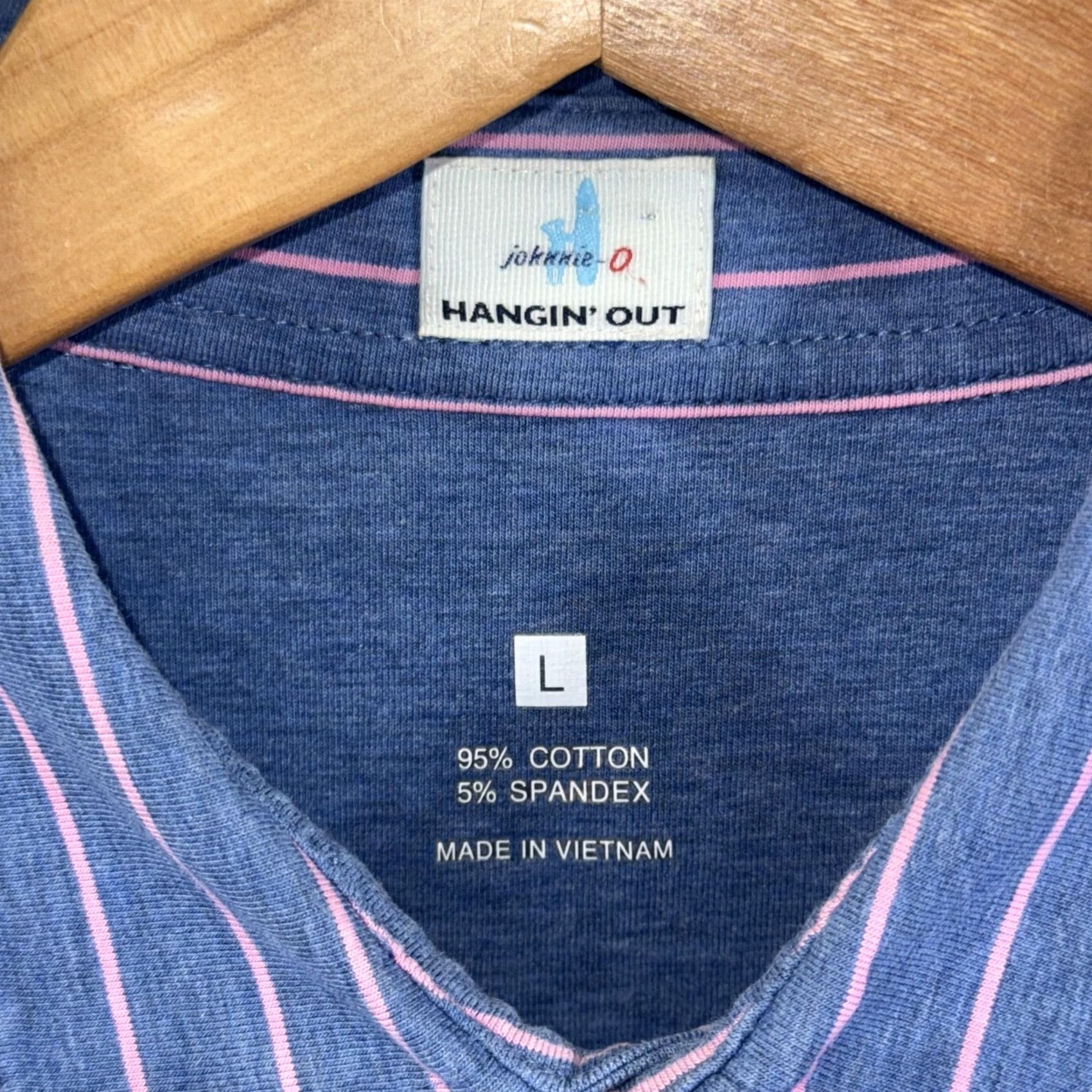 johnnie-O johnnie-O Polo Shirt Mens L Blue Pink Striped Hangin' Out Stretch Pocket Shirt Size US L / EU 52-54 / 3 - 4 Thumbnail