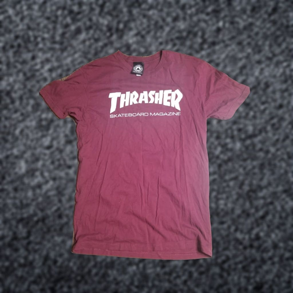 Thrasher Thrasher Classic T-Shirt Skateboard Magazine Burgundy Red Logo Graphic Crew Neck Short Sleeve Men S Red Shirt Size US S / EU 44-46 / 1 - 1 Thumbnail
