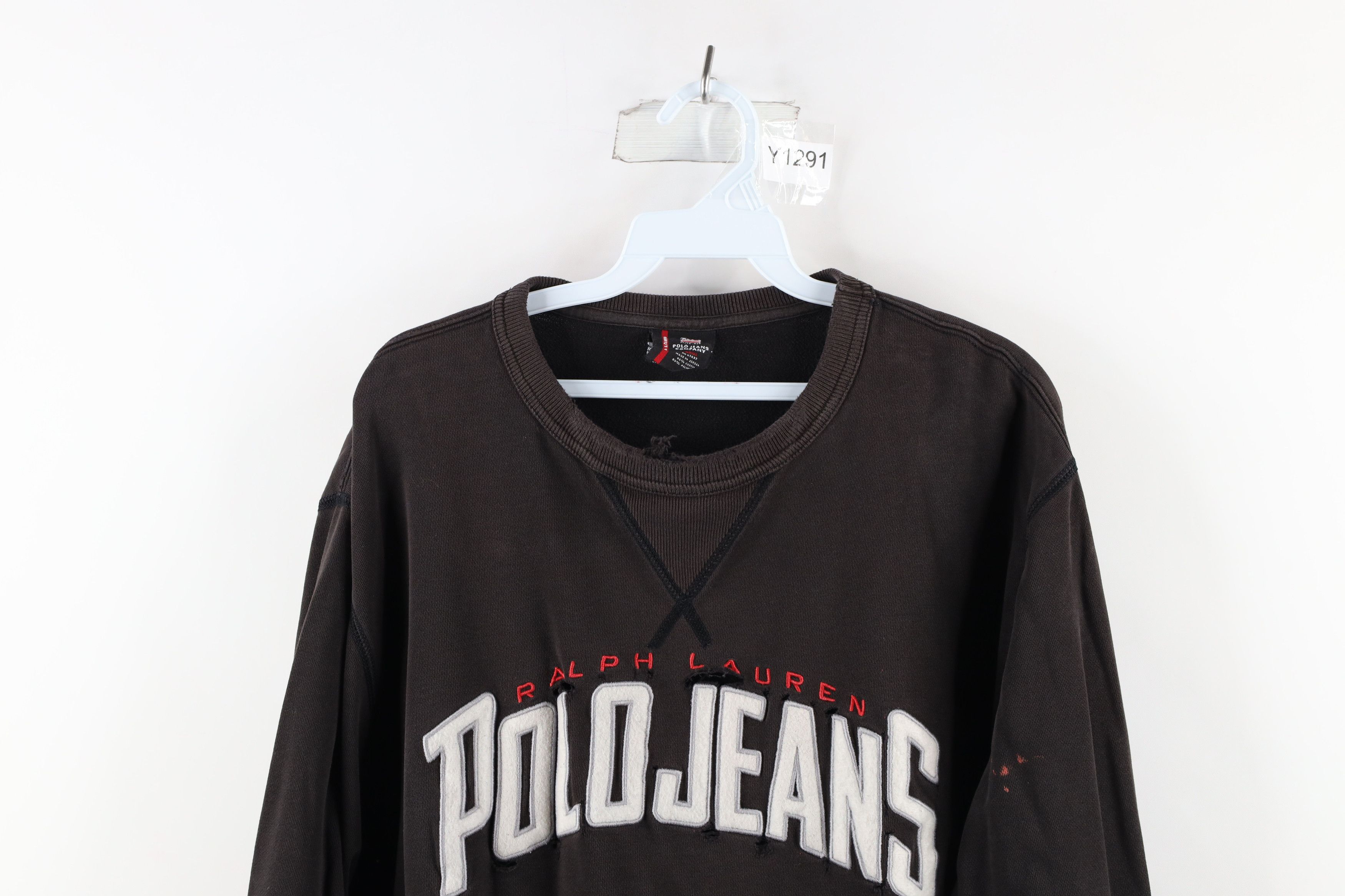 Polo Ralph Lauren Vintage 90s Ralph Lauren Spell Out Crewneck Sweatshirt Black Size US L / EU 52-54 / 3 - 2 Thumbnail