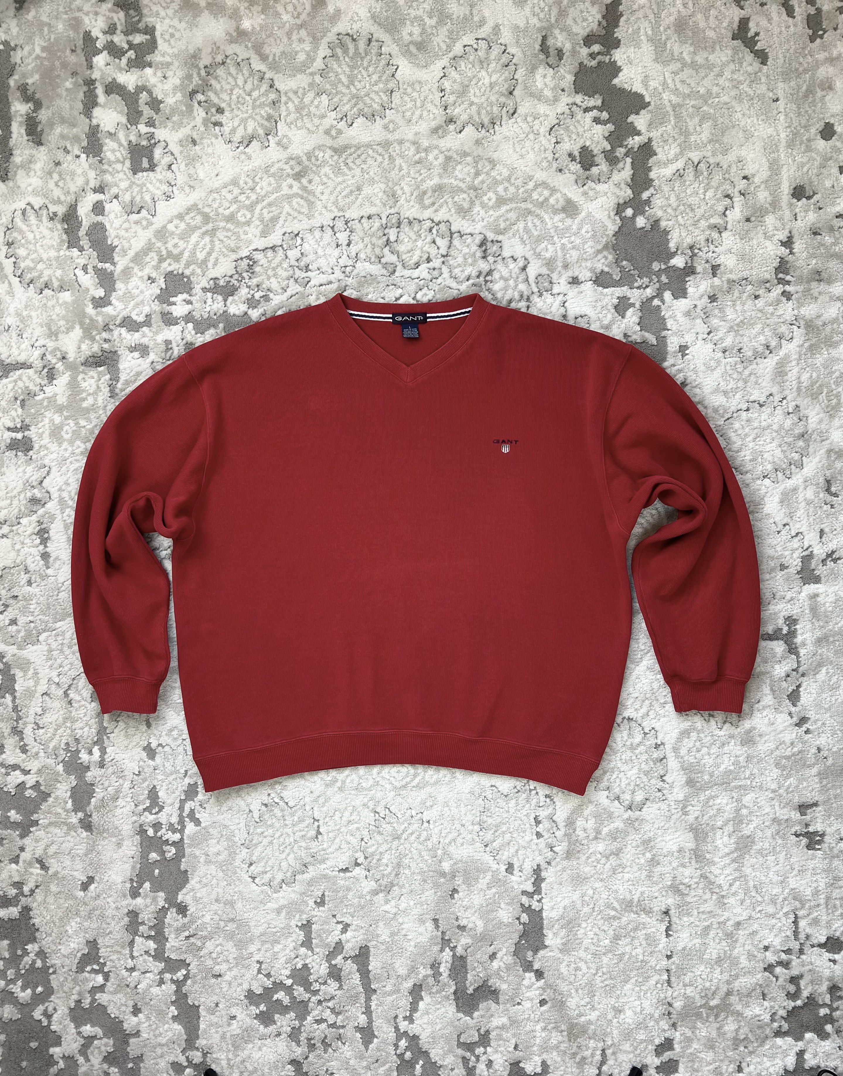 Gant × Vintage Vintage GANT V-Neck Cotton Sweater Red – 2000s – Size L Size US L / EU 52-54 / 3 - 2 Thumbnail