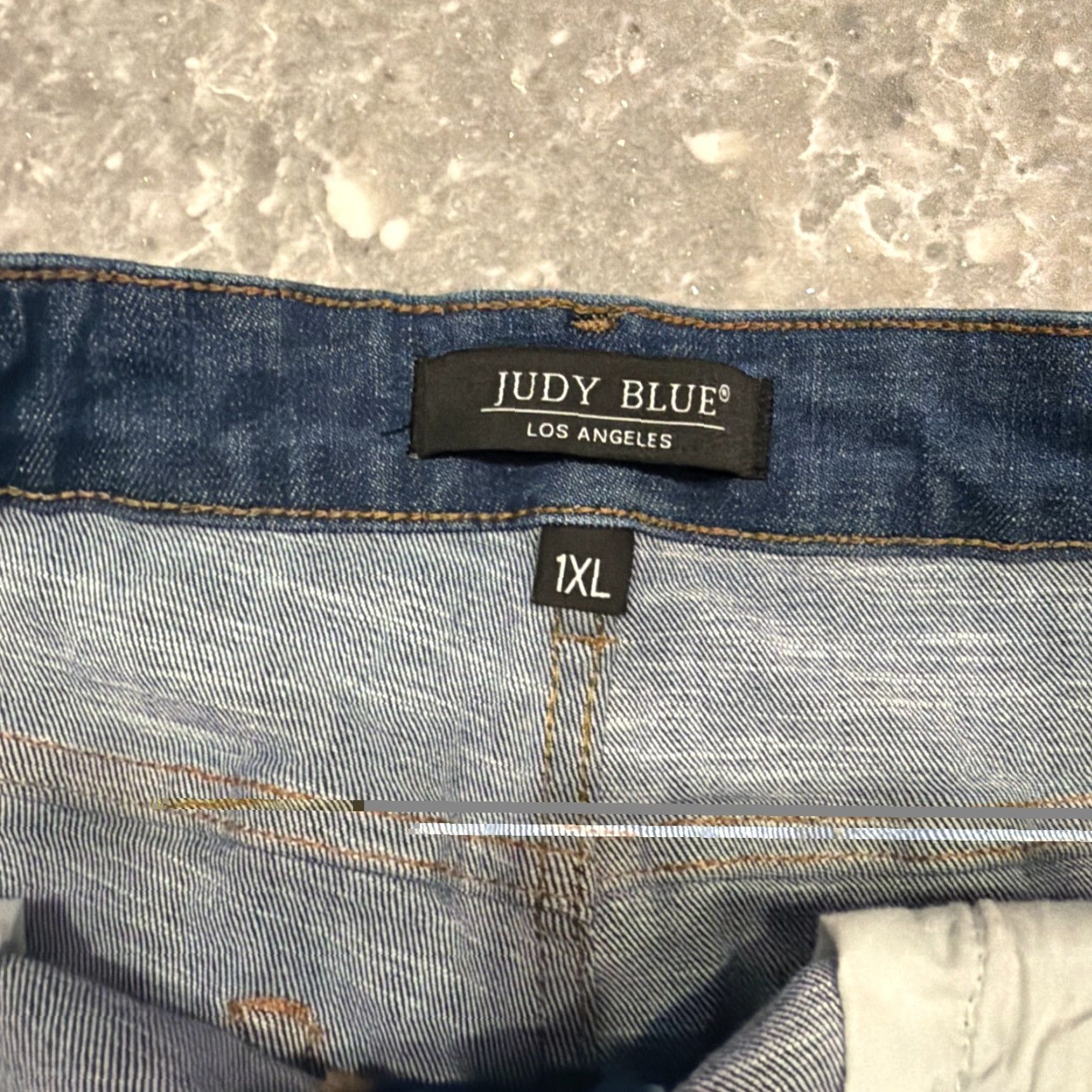 Vintage Judy Blue High Waist V-Front Bermuda Denim Shorts Size 1XL x 5 Dark Wash Stretch Size 40" / US 18 - 2 Thumbnail