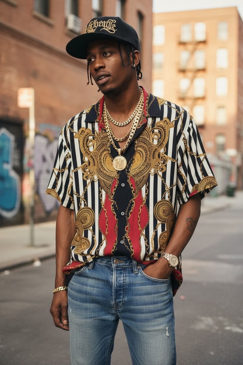 JUN MEN JUN MEN Art Baroque Chain Hip Hop Reggae Shirt Size US L / EU 52-54 / 3 - 1 Thumbnail