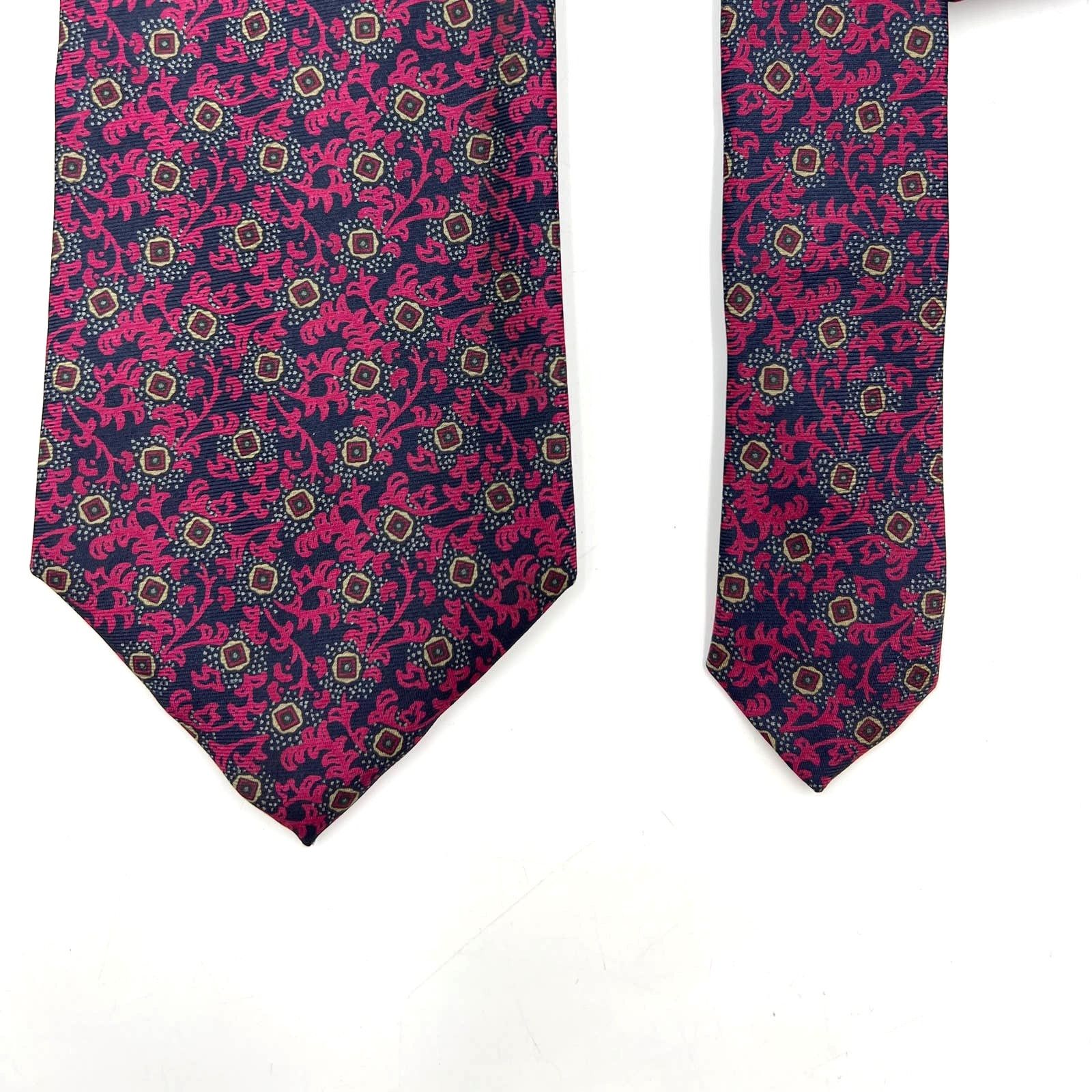 Lanvin Lanvin Silk Foulard Tie Pink Navy Blue Size ONE SIZE - 4 Thumbnail
