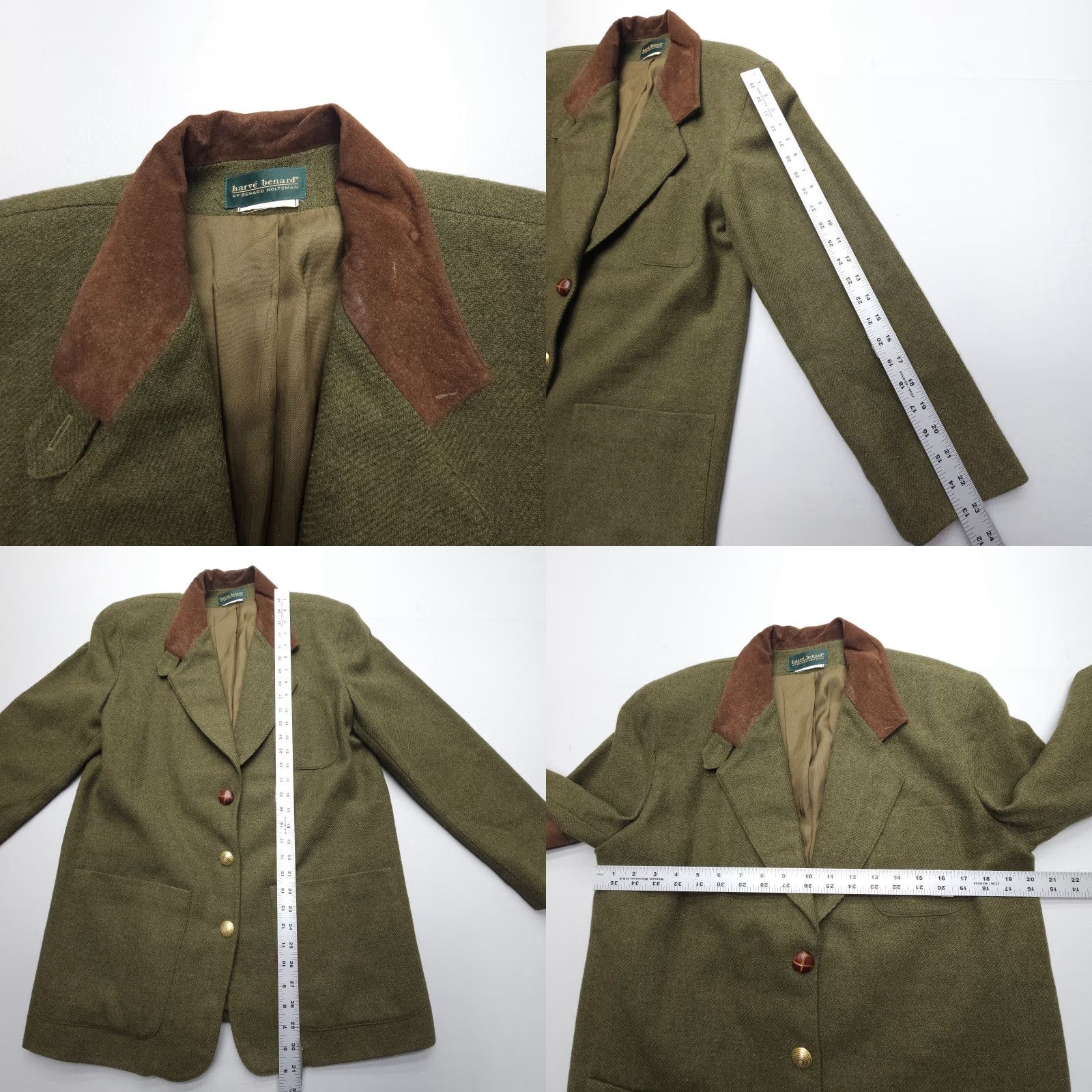 Vintage VINTAGE harvé benard Blazer Womens 14 Green Wool Elbow Patches Benard Holtzman 90s Army 80s Classic Jacket Coat Full Set of Keywords? Size XL / US 12-14 / IT 48-50 - 8 Thumbnail