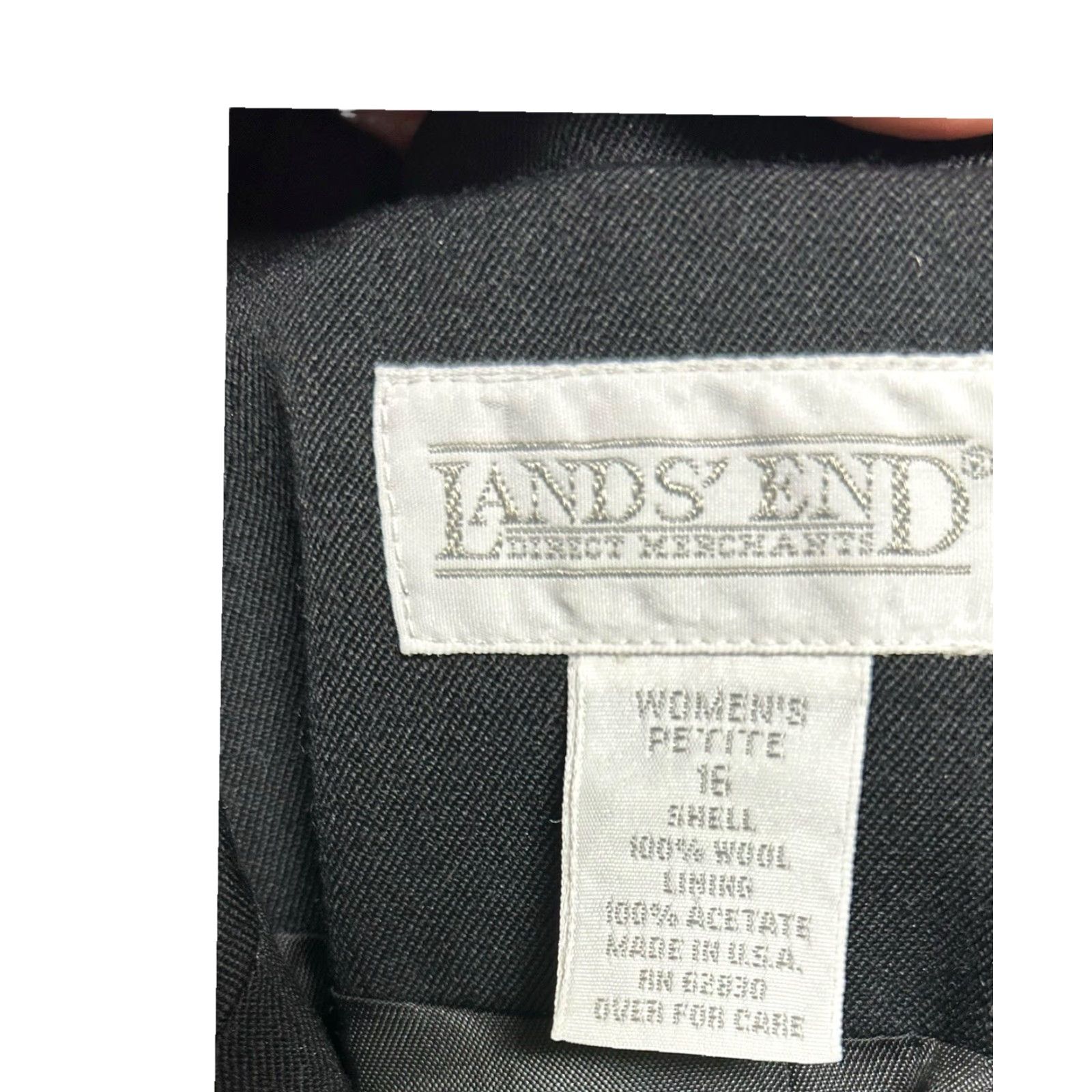 Lands' End VINTAGE Lands’End Direct Merchants Blazer Jacket Women Black 100% Wool Sz 16 USA Size XXL / US 16-18 / IT 52-54 - 5 Thumbnail