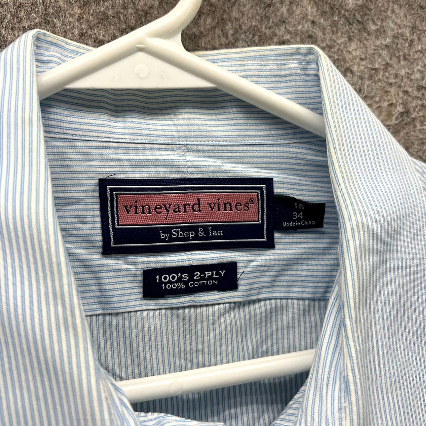 Vineyard Vines Vineyard Vines Shirt Mens 16 Blue Button-Down Oxford Dress 100's 2 Ply Blue Size 42R - 6 Thumbnail