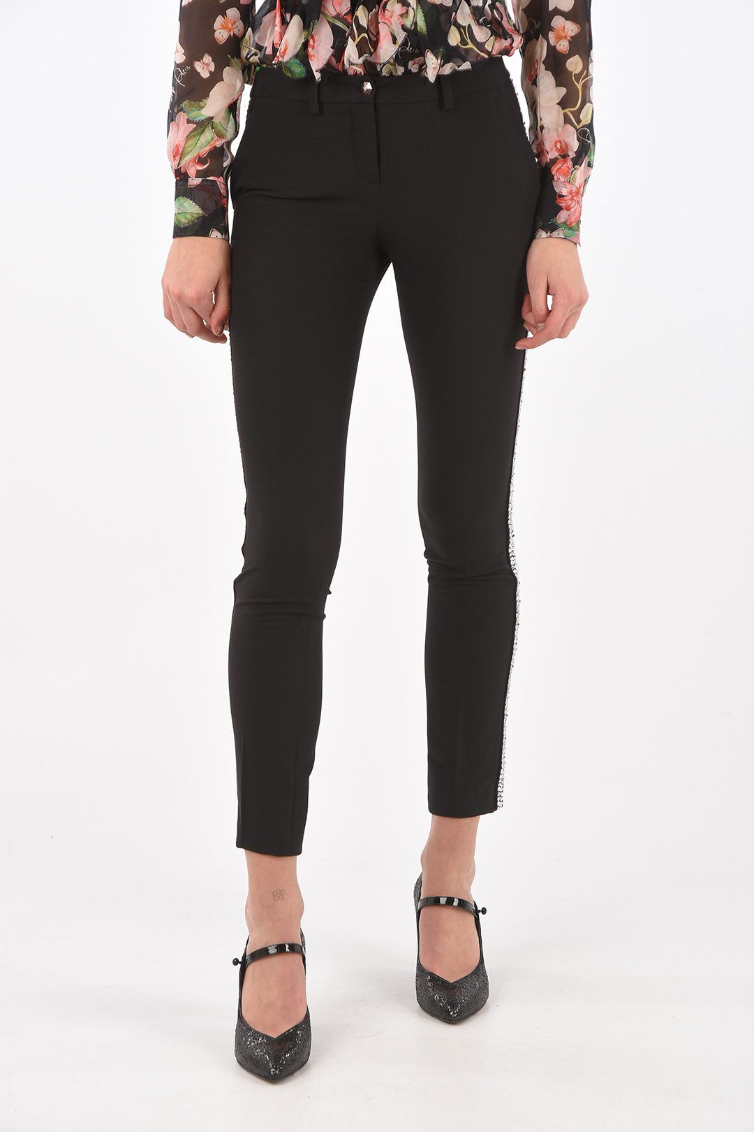 Philipp Plein og1mm0824 Jewel Side Band Pants in Black Size 34" / US 12 / IT 48 - 1 Thumbnail