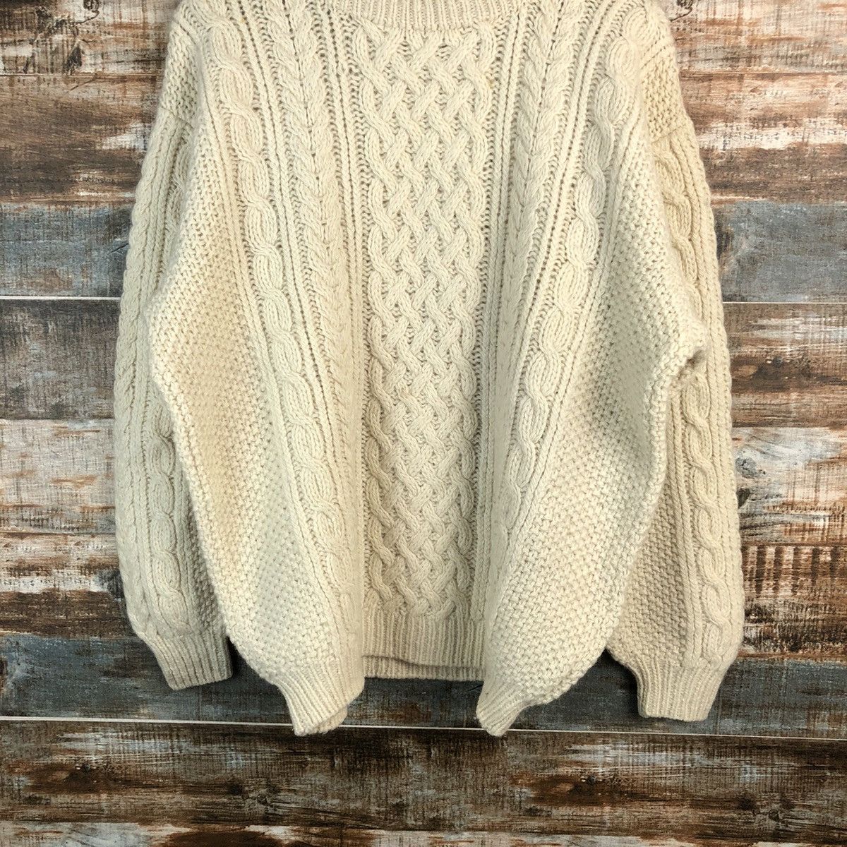 Japanese Brand Traders White Hand knit cable Knitwear #A2285 Size US L / EU 52-54 / 3 - 3 Thumbnail
