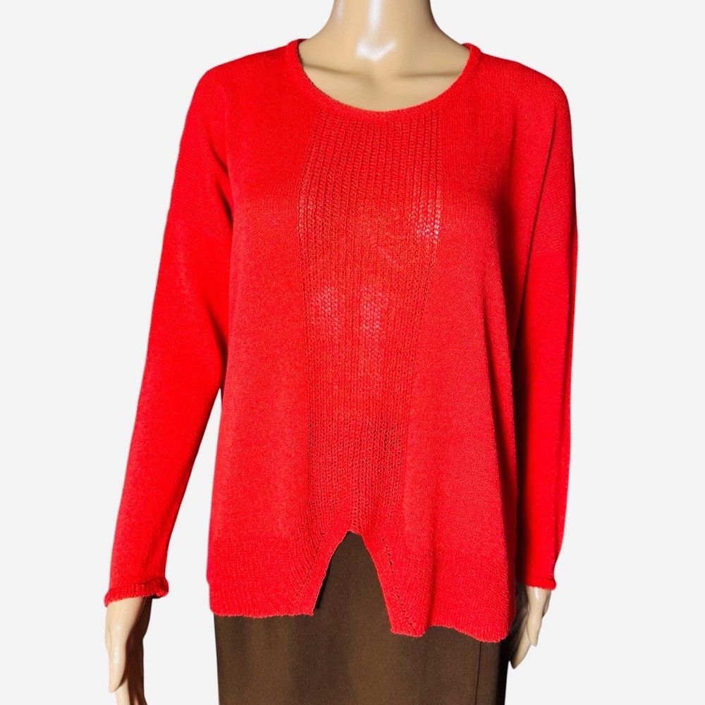 Other Pôles Paris Red Viscose Long Sleeve Knit Sweater Made In Fr Size S / US 4 / IT 40 - 2 Thumbnail