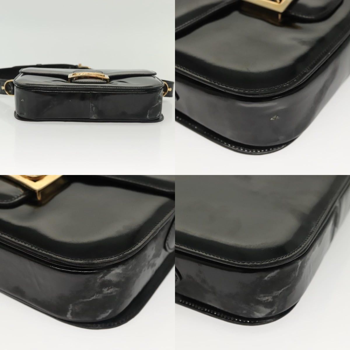 Celine CELINE Horse Carriage Shoulder Bag Patent Leather Black Gold Size ONE SIZE - 10 Thumbnail